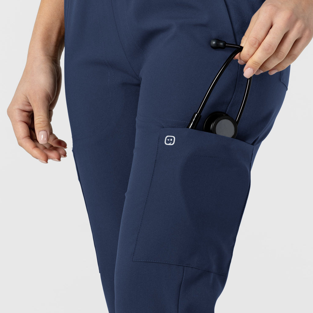 W123 5045 Flex-n-Reach Track Scrub Pants Navy