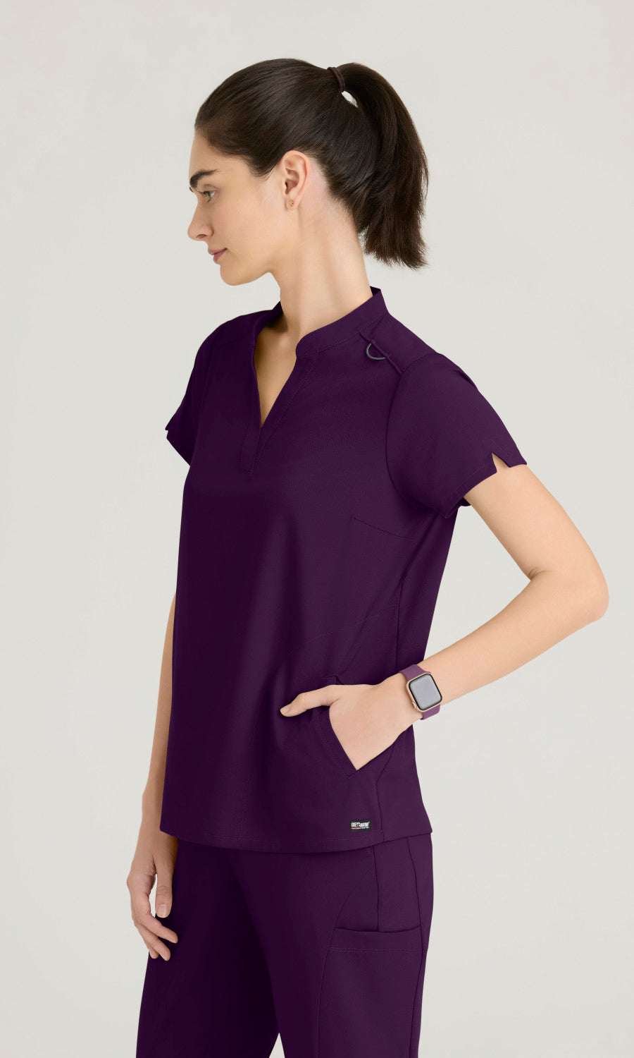 Grey's Anatomy Spandex Stretch GRST230 Avery Top Eggplant