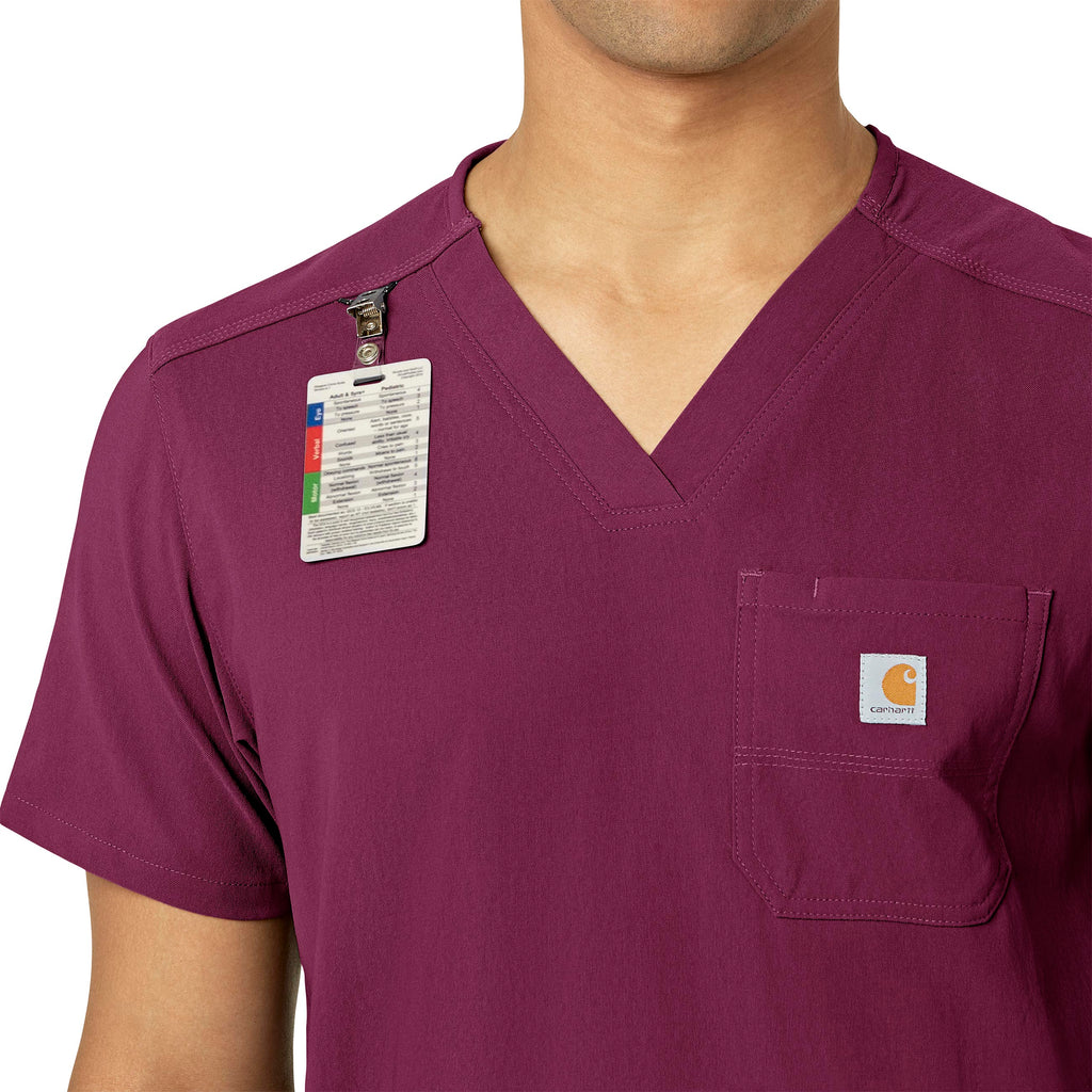 Rugged Flex Peak C15037 Men's 5-Pocket V-Neck Scrub Top Wine