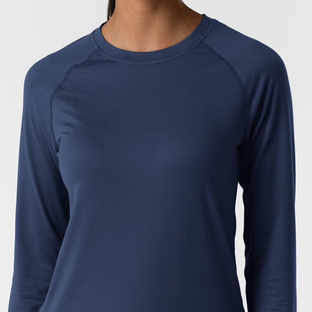 Layers 2139 Women's Watch Window Long Sleeve Underscrub Top Navy