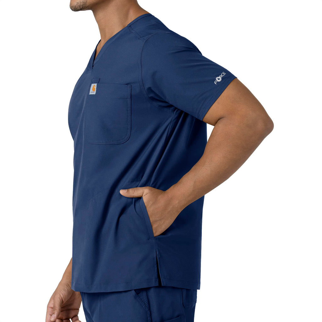 Force Essentials C16113 Men's V-Neck Shirttail Scrub Top Navy