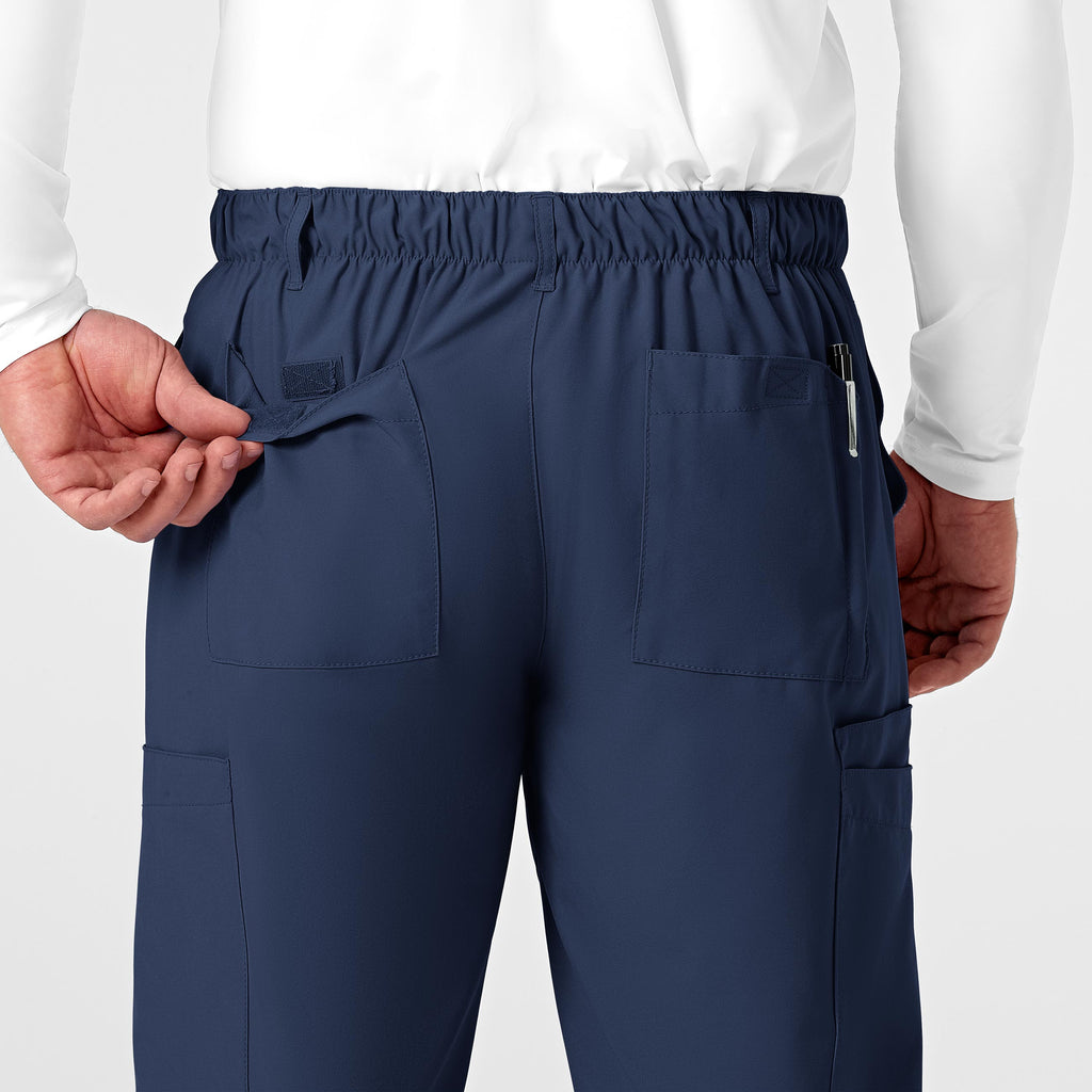 W123 5355 Men's Flat Front Cargo Scrub Pants Navy