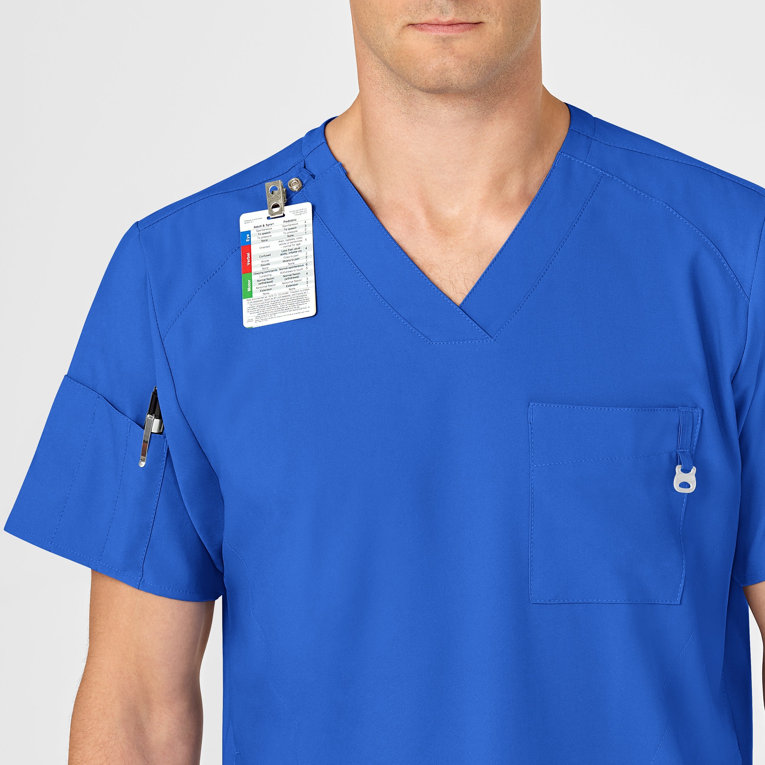 W123 6355 Men's V-Neck Scrub Top Royal
