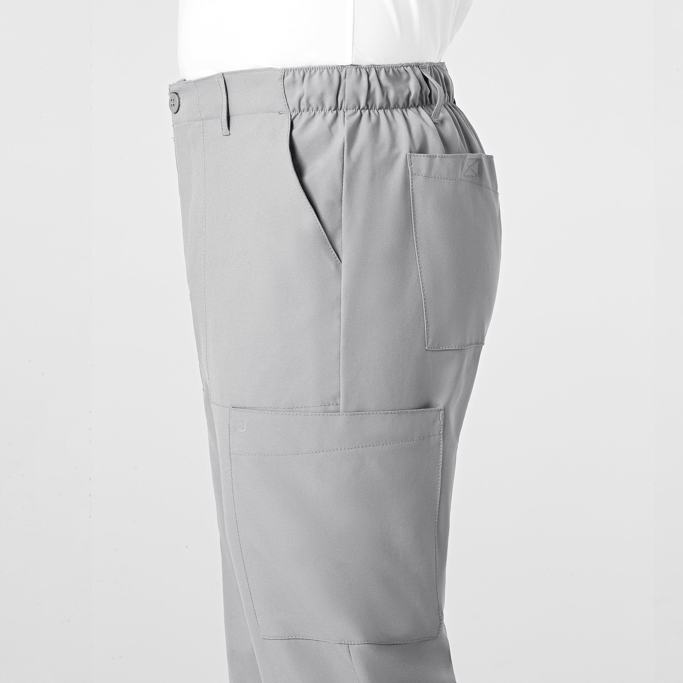 W123 5355 Men's Flat Front Cargo Scrub Pants Grey