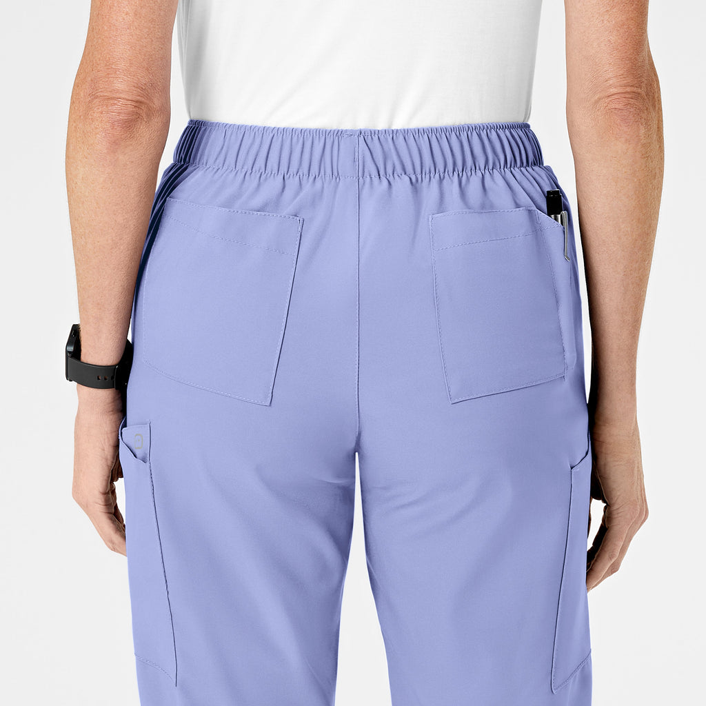 W123 5155 Flat Front Cargo Scrub Pants Ceil Blue