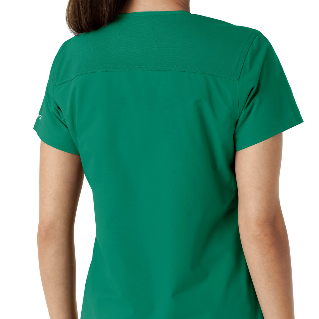 Force Essentials C12313 V-Neck Knit Panel Scrub Top Hunter