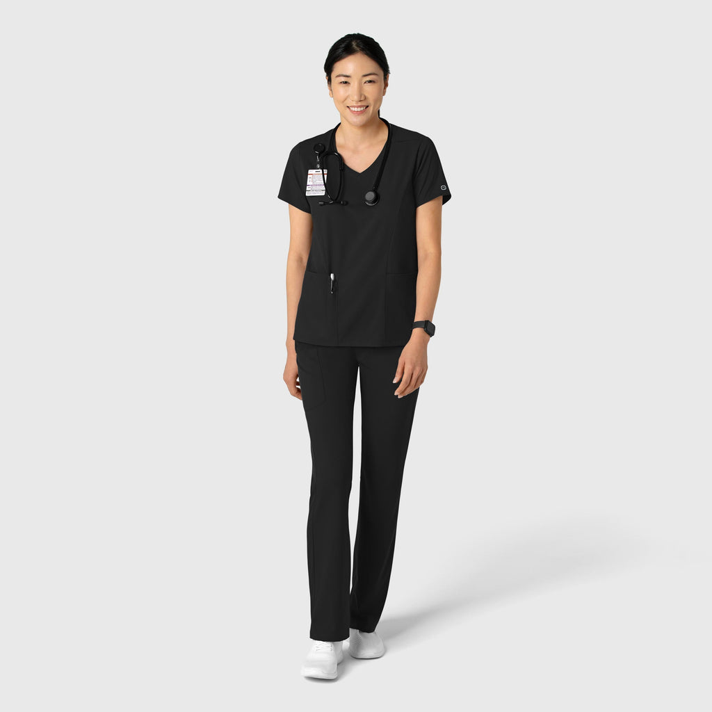 Boundless 6251 2-Pocket V-Neck Scrub Top Black