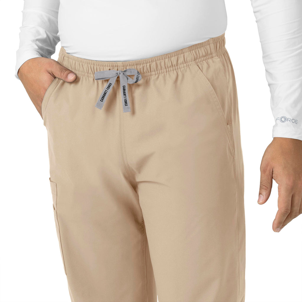 Force Essentials C55013 Unisex Elastic Waist Cargo Scrub Pants Khaki