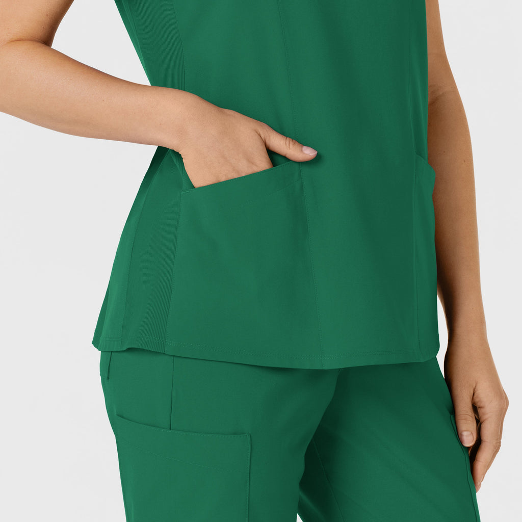 W123 6145 Flex-n-Reach Side Panel V-Neck Scrub Top Hunter