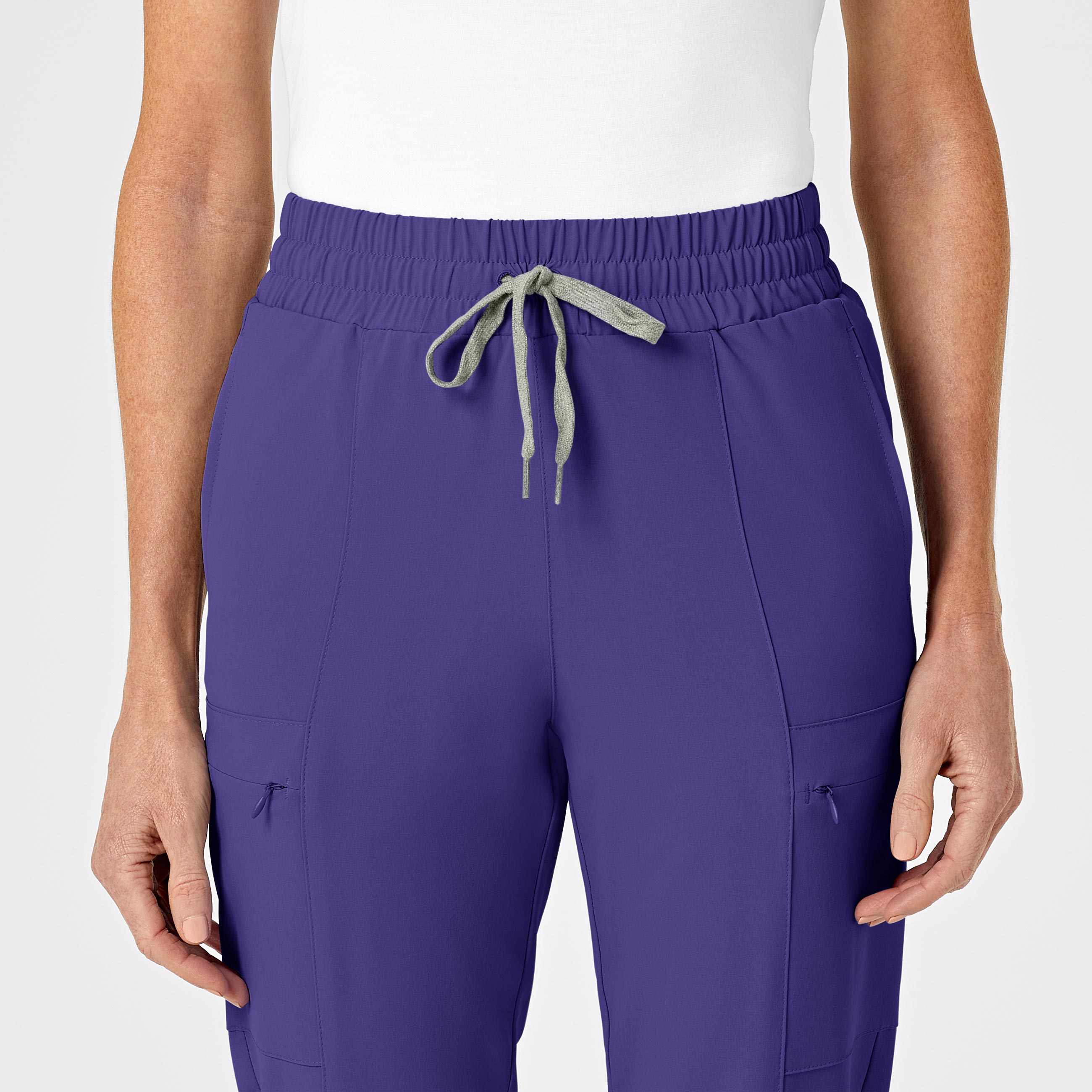 RENEW 5334 High Waist Slim Leg Scrub Pants Grape