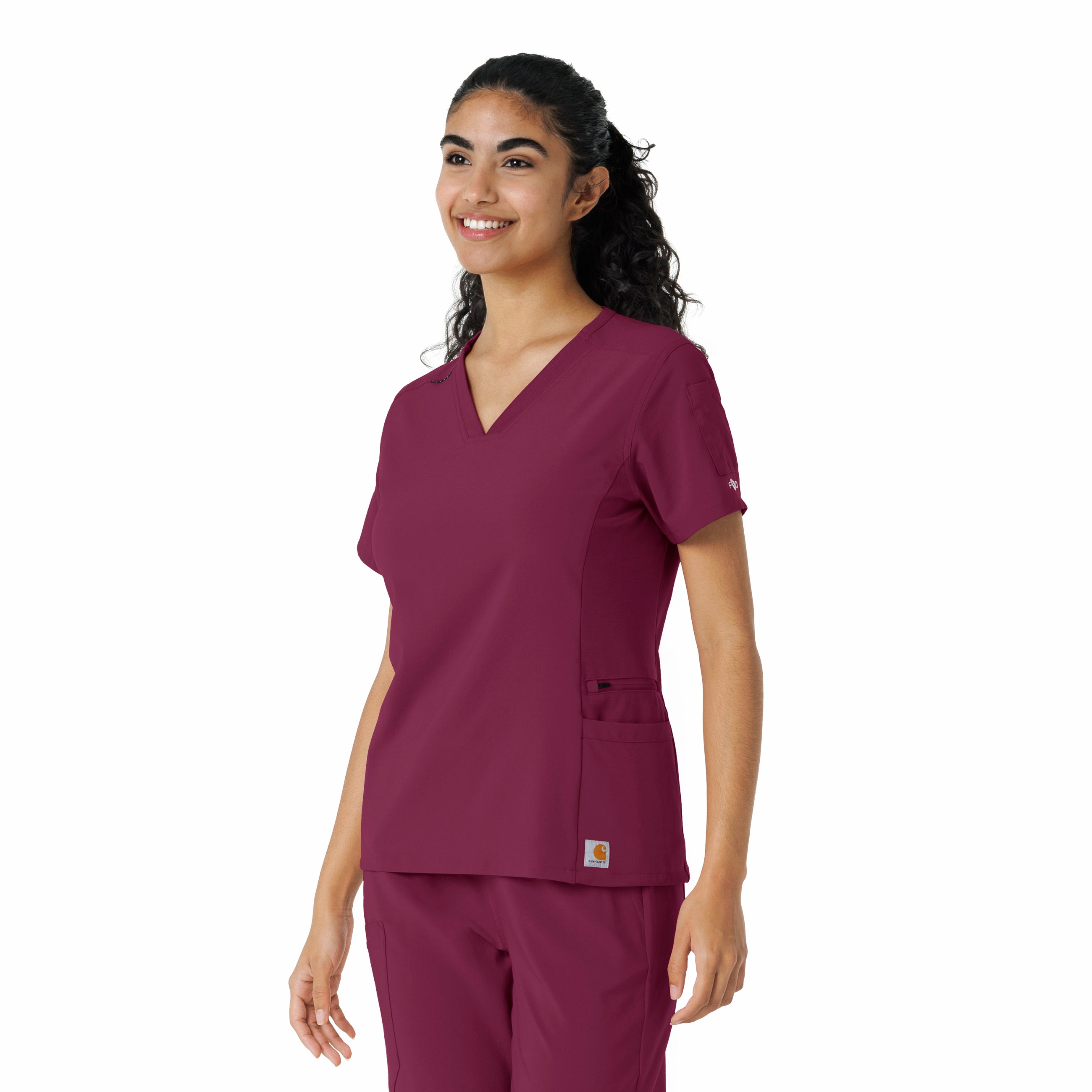 Force Cross-Flex C13310 Knit Panel Scrub Top Wine