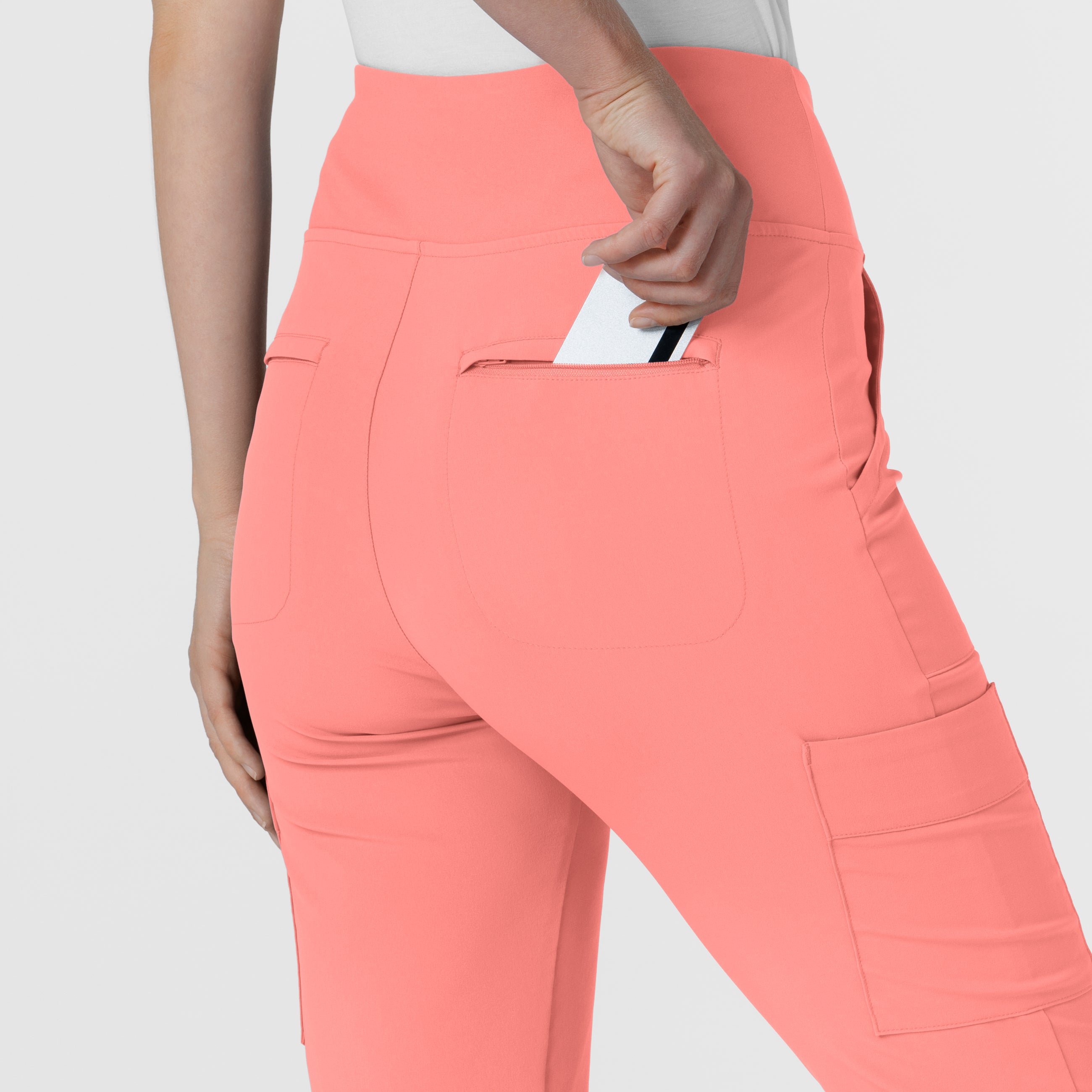 RENEW 5534 Women's Cargo Flare Scrub Pants Paradise Pink
