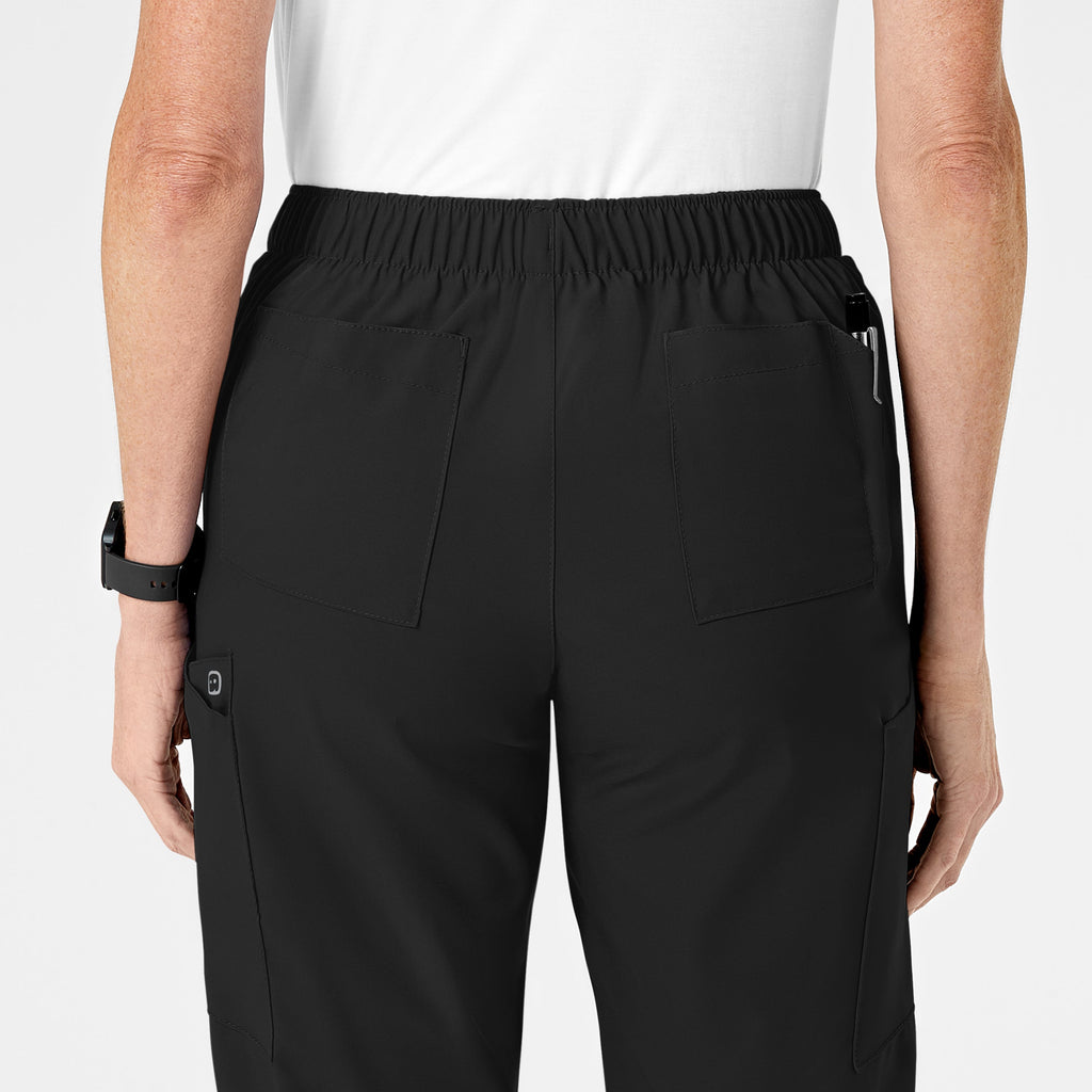 W123 5155 Flat Front Cargo Scrub Pants Black