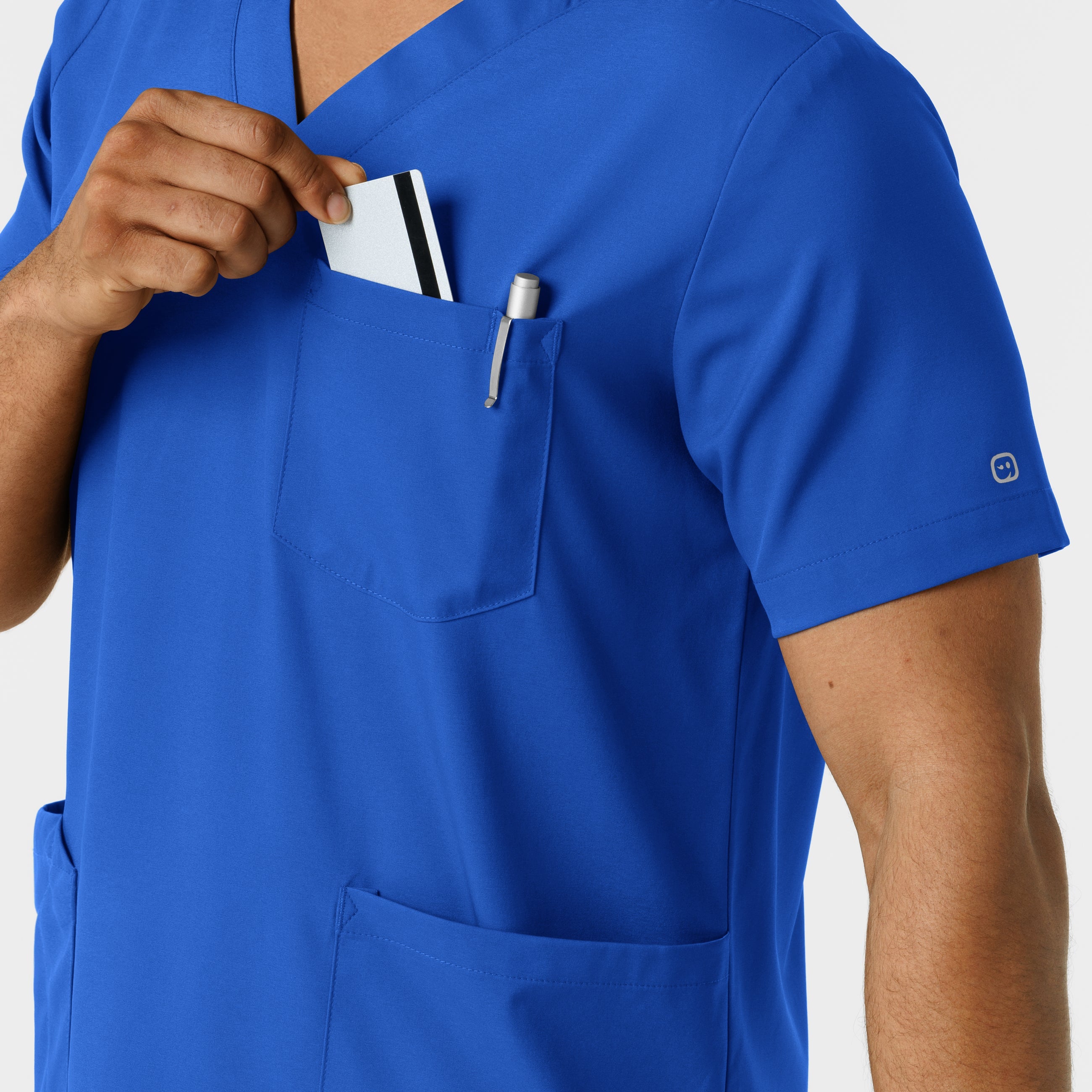 Boundless 6351 Men's Multi Pocket V-Neck Scrub Top Royal