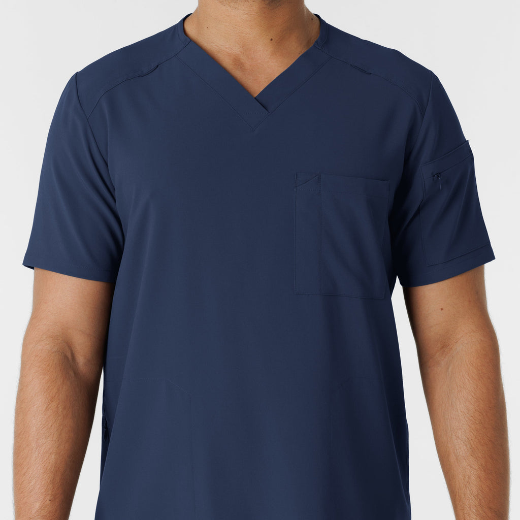 RENEW 6834 Men's V-Neck 5 Pocket Scrub Top Navy