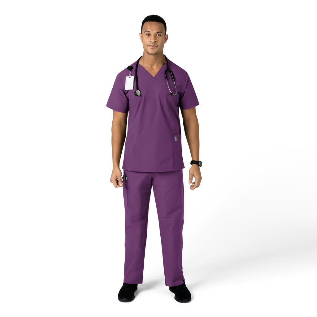 Force Essentials C55013 Unisex Elastic Waist Cargo Scrub Pants Eggplant