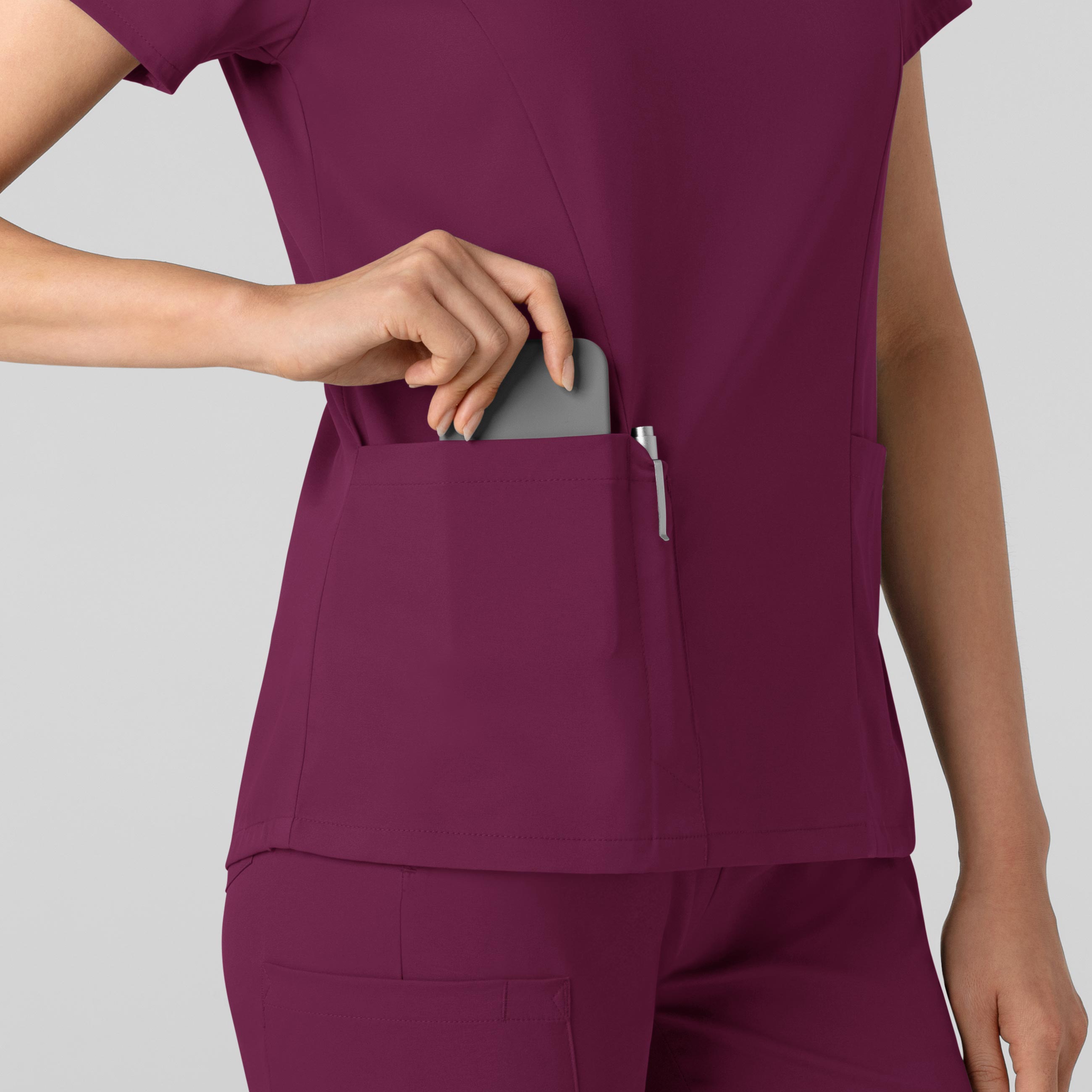 Boundless 6251 2-Pocket V-Neck Scrub Top Wine