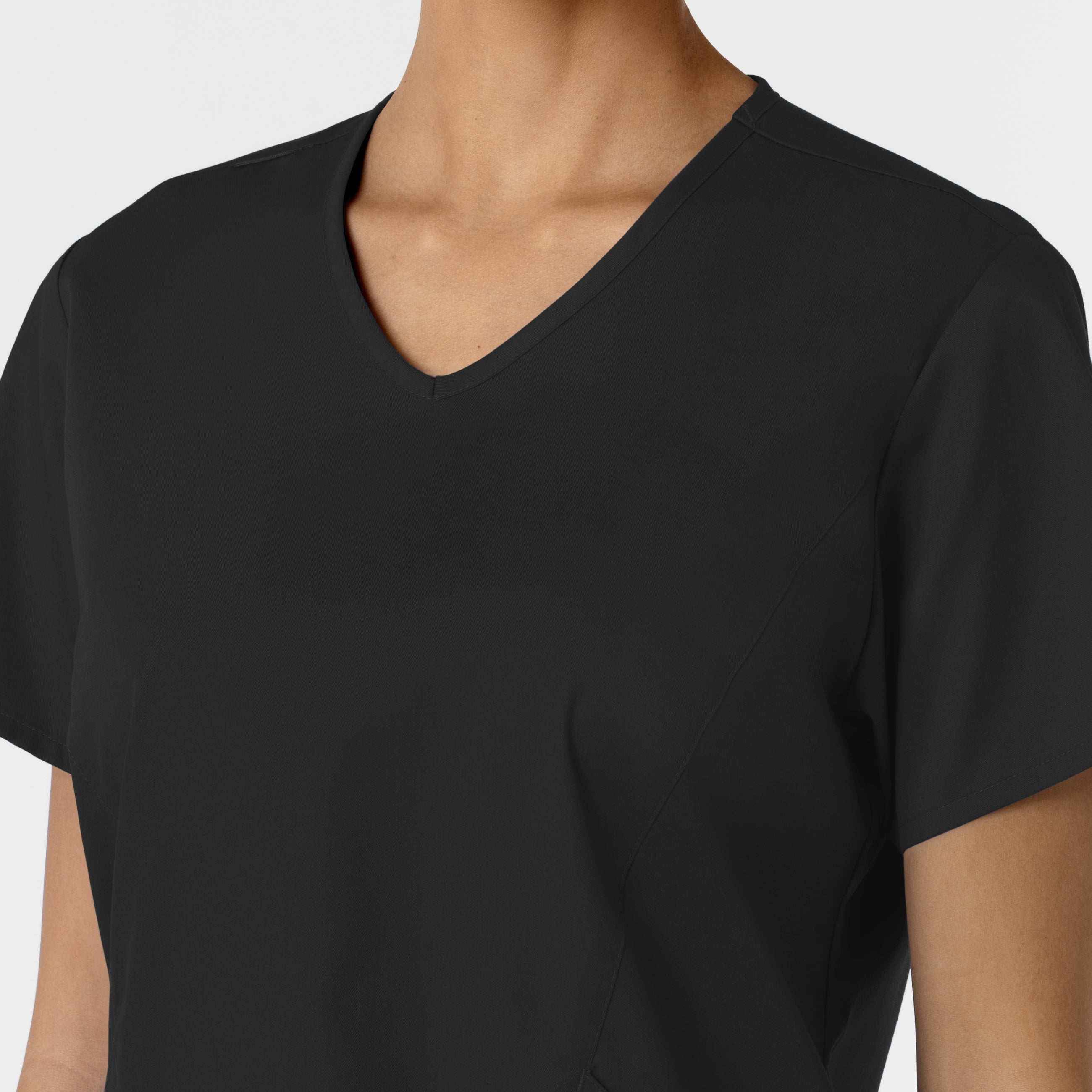 WonderWORK 106 Curved V-Neck Scrub Top Black