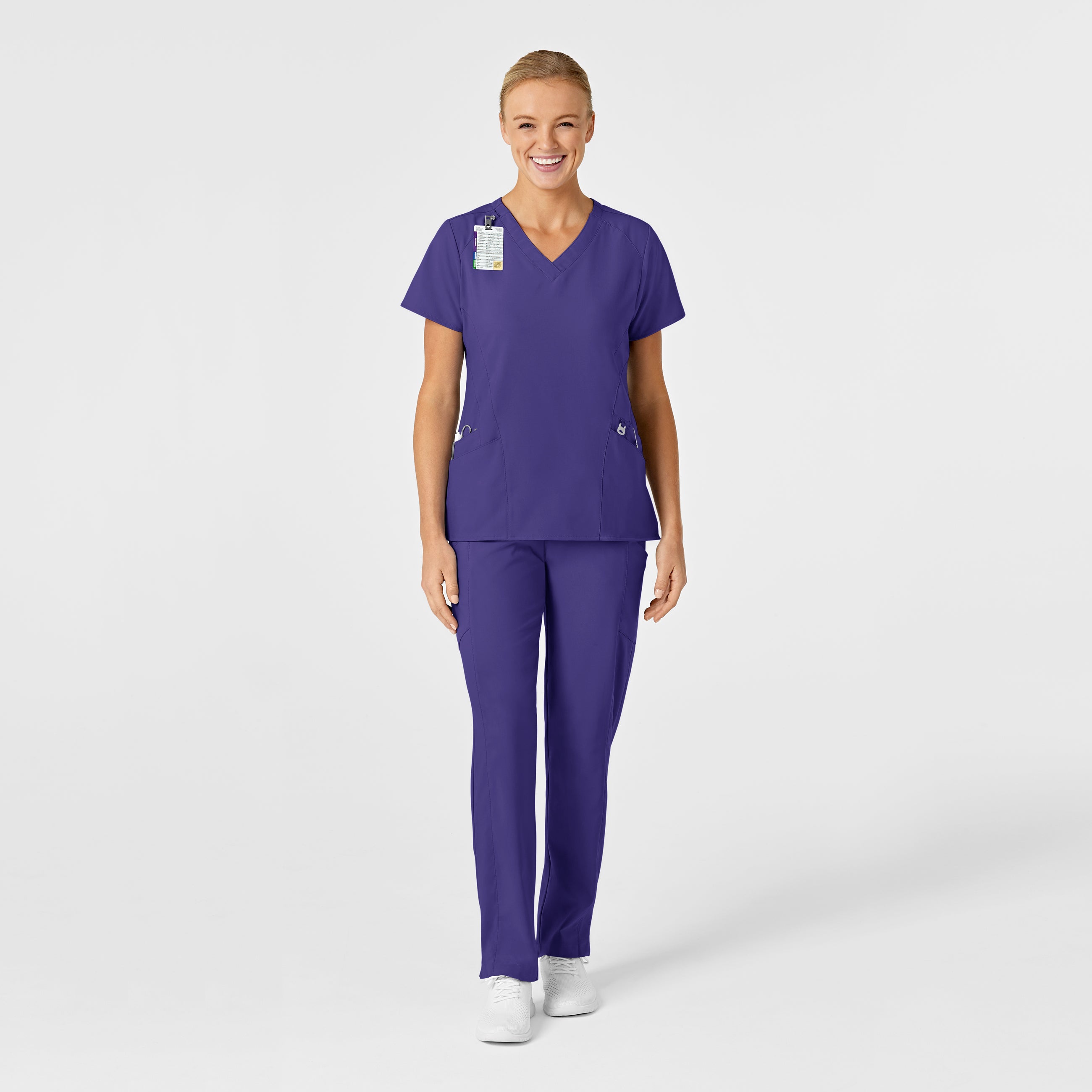 W123 6155 Stylized V-Neck Scrub Top Grape