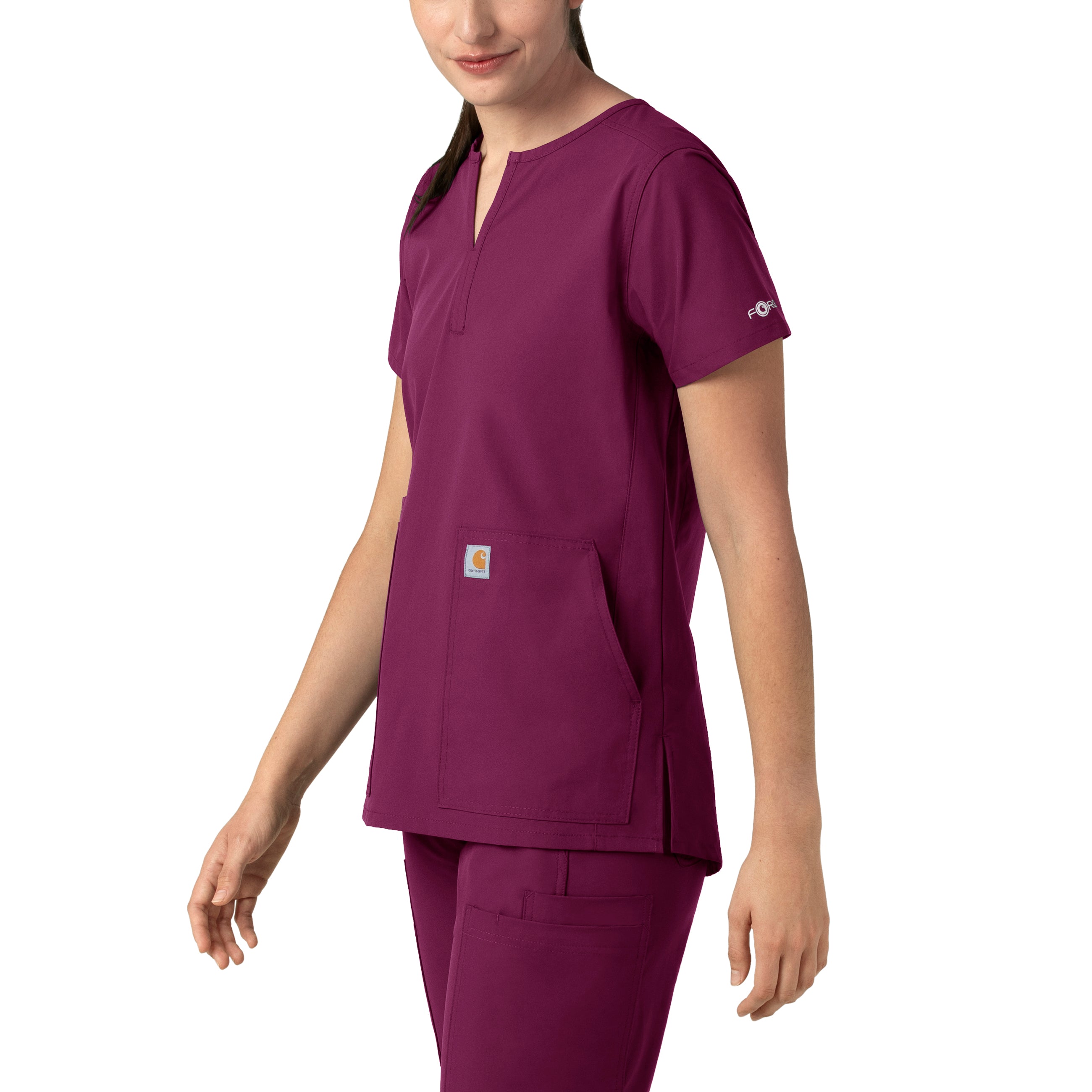 Force Essentials C12213 Notch Neck Tunic Scrub Top Wine