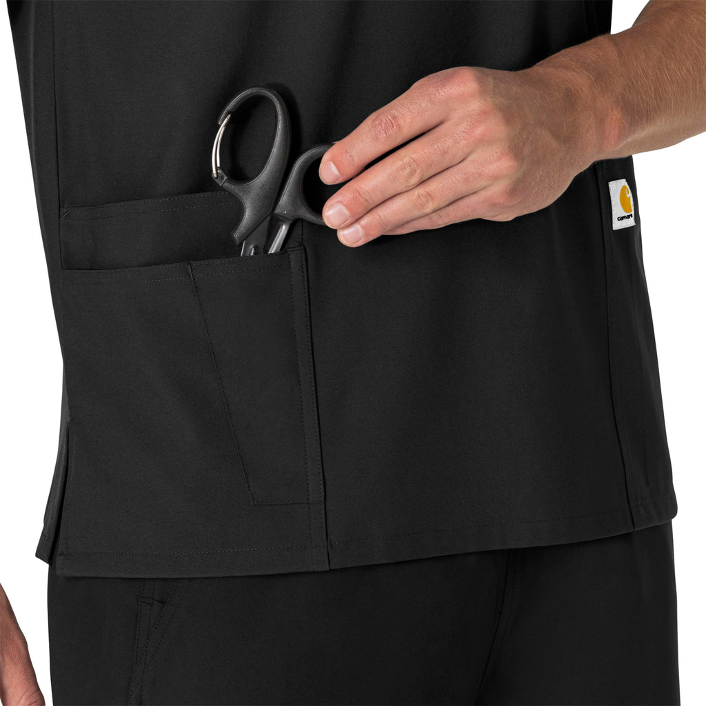 Force Essentials C15013 Unisex V-Neck 6-Pocket Scrub Top Black