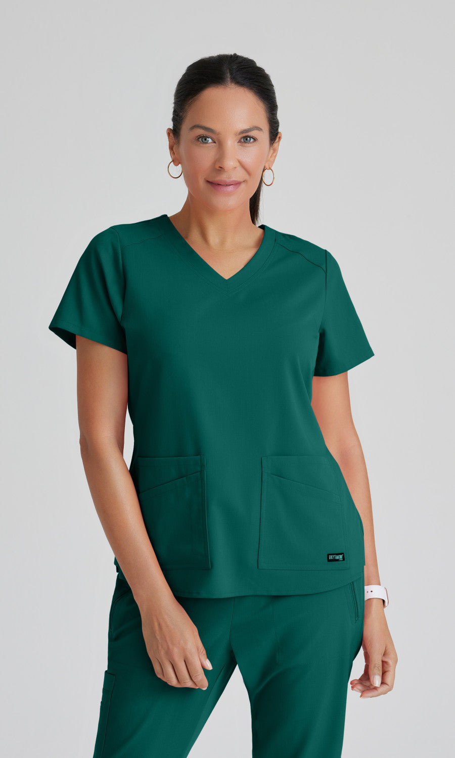Grey's Anatomy Stretch GRST011 Emma Scrub Top Hunter Green