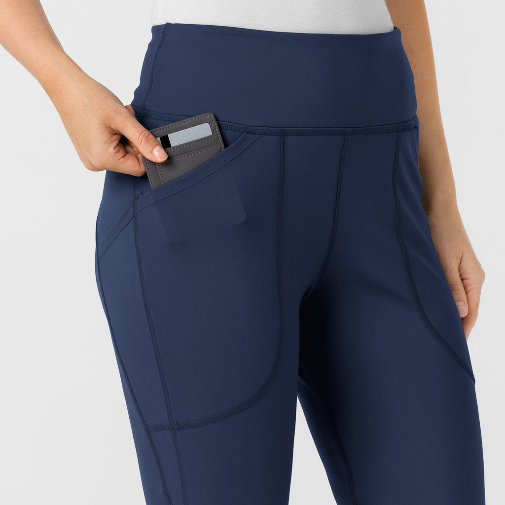 RENEW 5459 Knit Flare Yoga Scrub Pants Navy