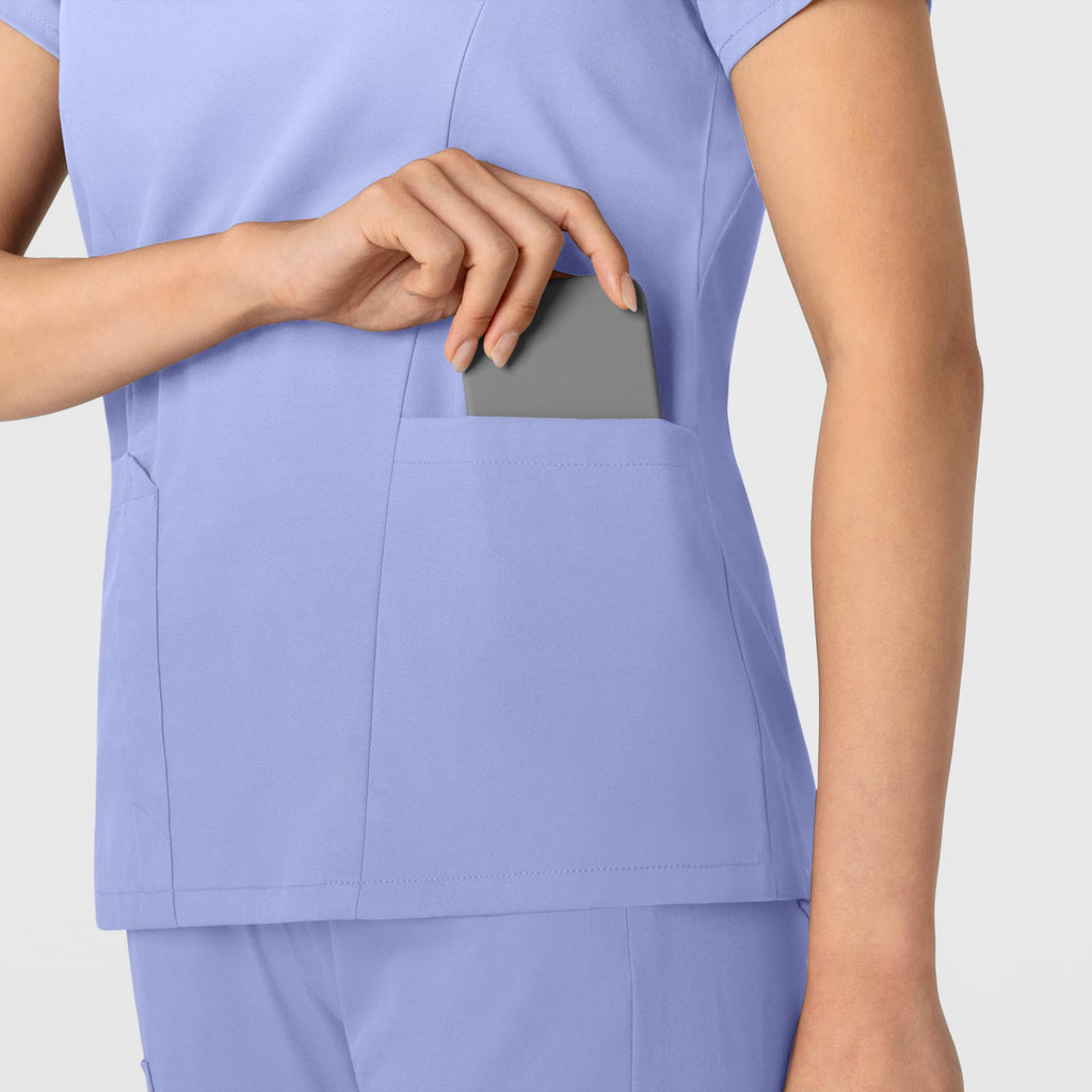 Boundless 6251 2-Pocket V-Neck Scrub Top Ceil Blue