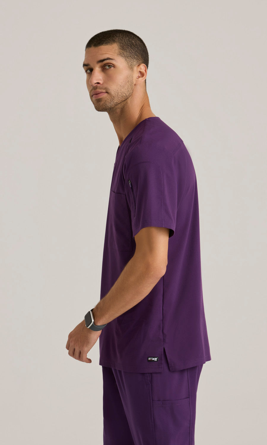 Grey's Anatomy Stretch GRST079 Murphy Scrub Top Eggplant