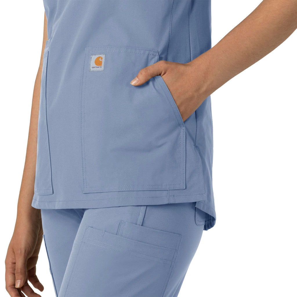 Force Essentials C12213 Notch Neck Tunic Scrub Top Ceil Blue