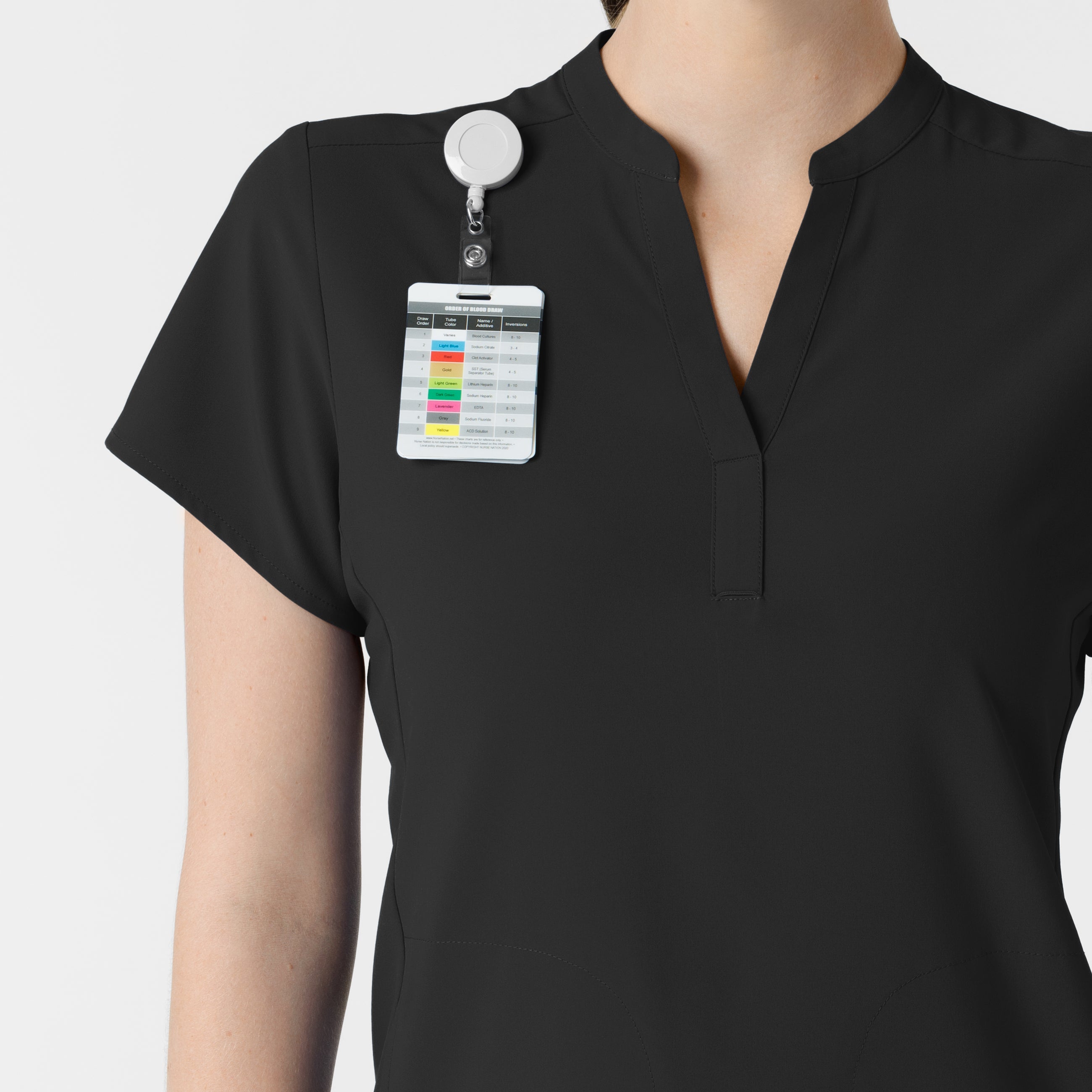 RENEW 6734 Mandarin Collar Scrub Top Black
