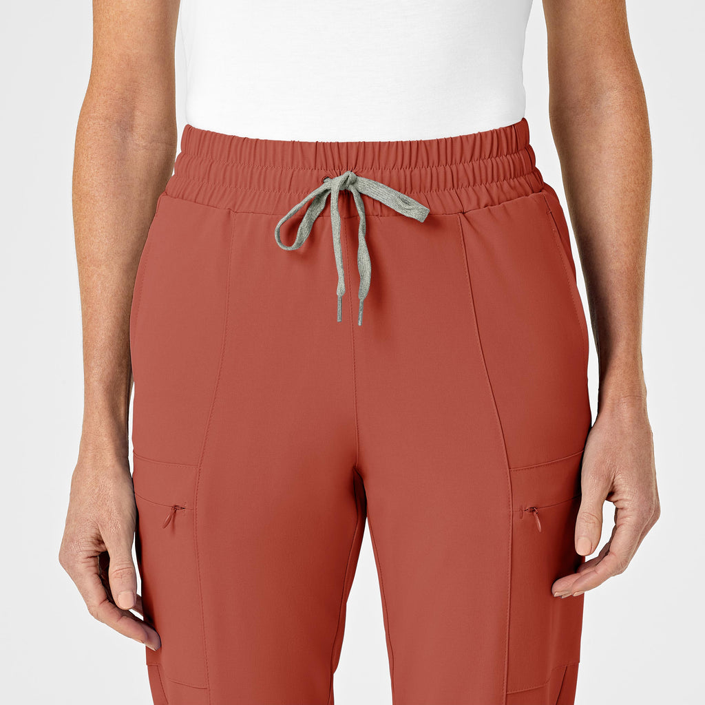 RENEW 5334 High Waist Slim Leg Scrub Pants Mineral Red