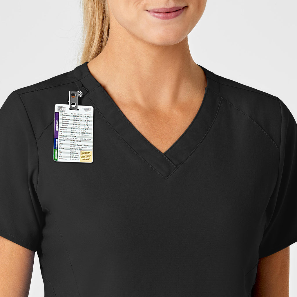 W123 6155 Stylized V-Neck Scrub Top Black