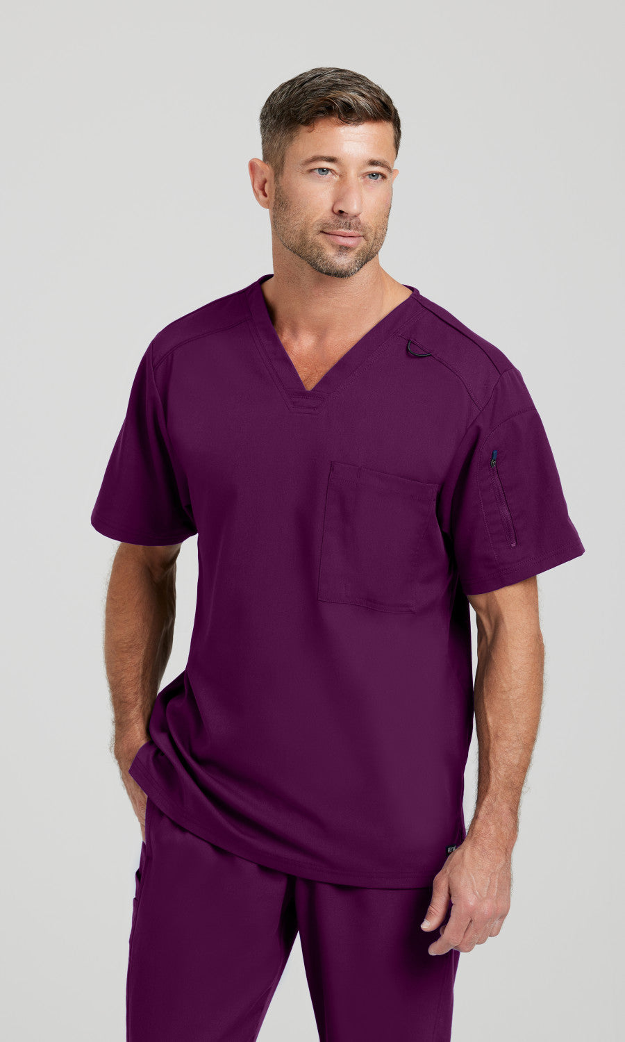 Grey's Anatomy Stretch GRST079 Murphy Scrub Top Wine