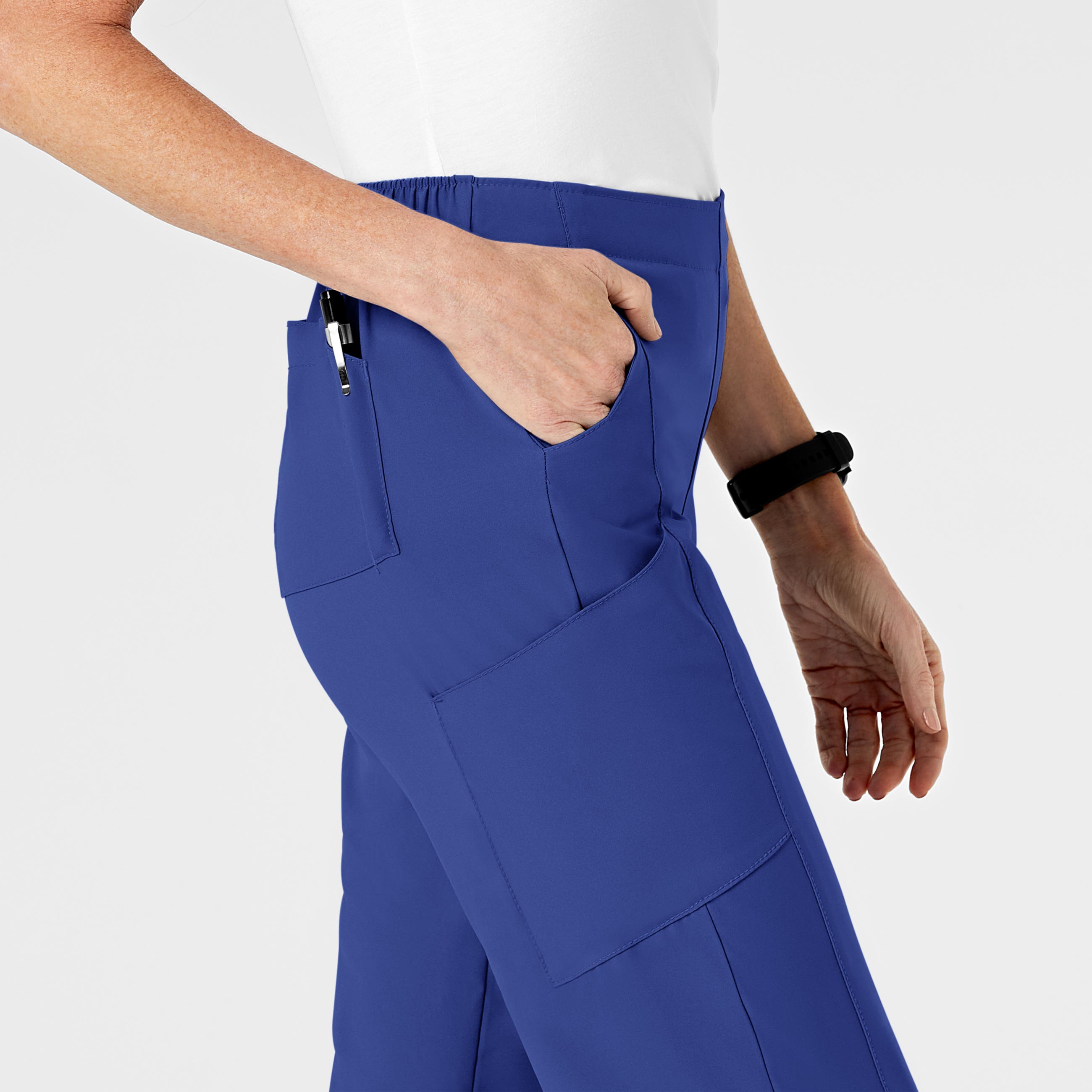 W123 5155 Flat Front Cargo Scrub Pants Galaxy Blue
