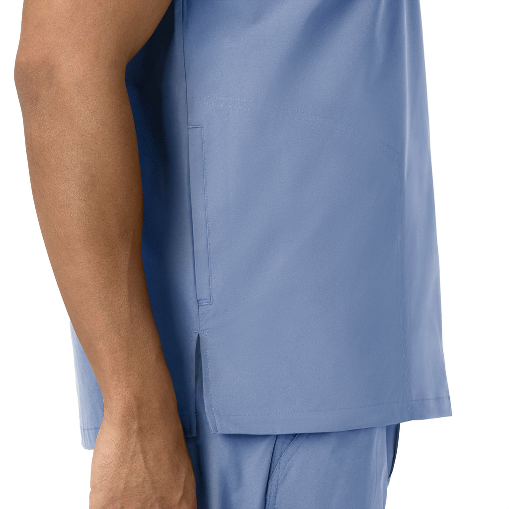 Force Essentials C16113 Men's V-Neck Shirttail Scrub Top Ceil Blue