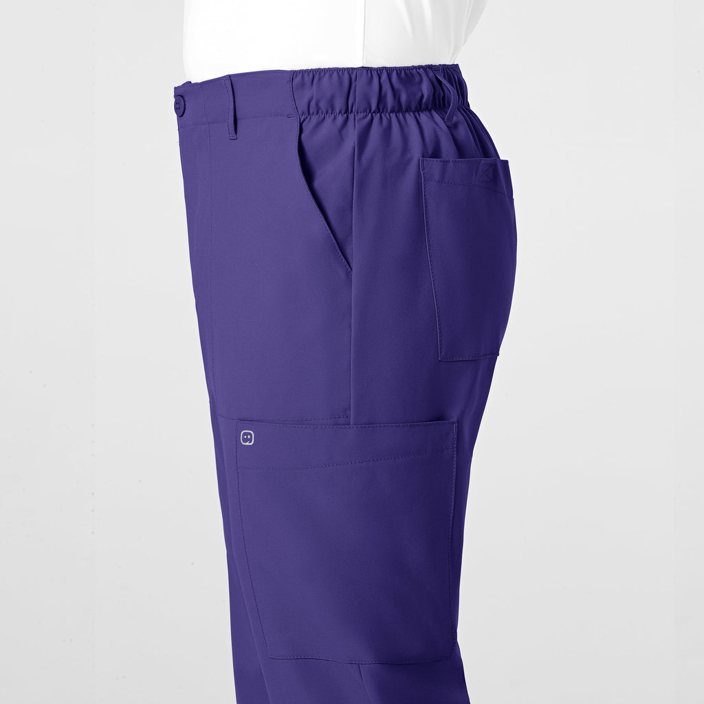 W123 5355 Men's Flat Front Cargo Scrub Pants Grape