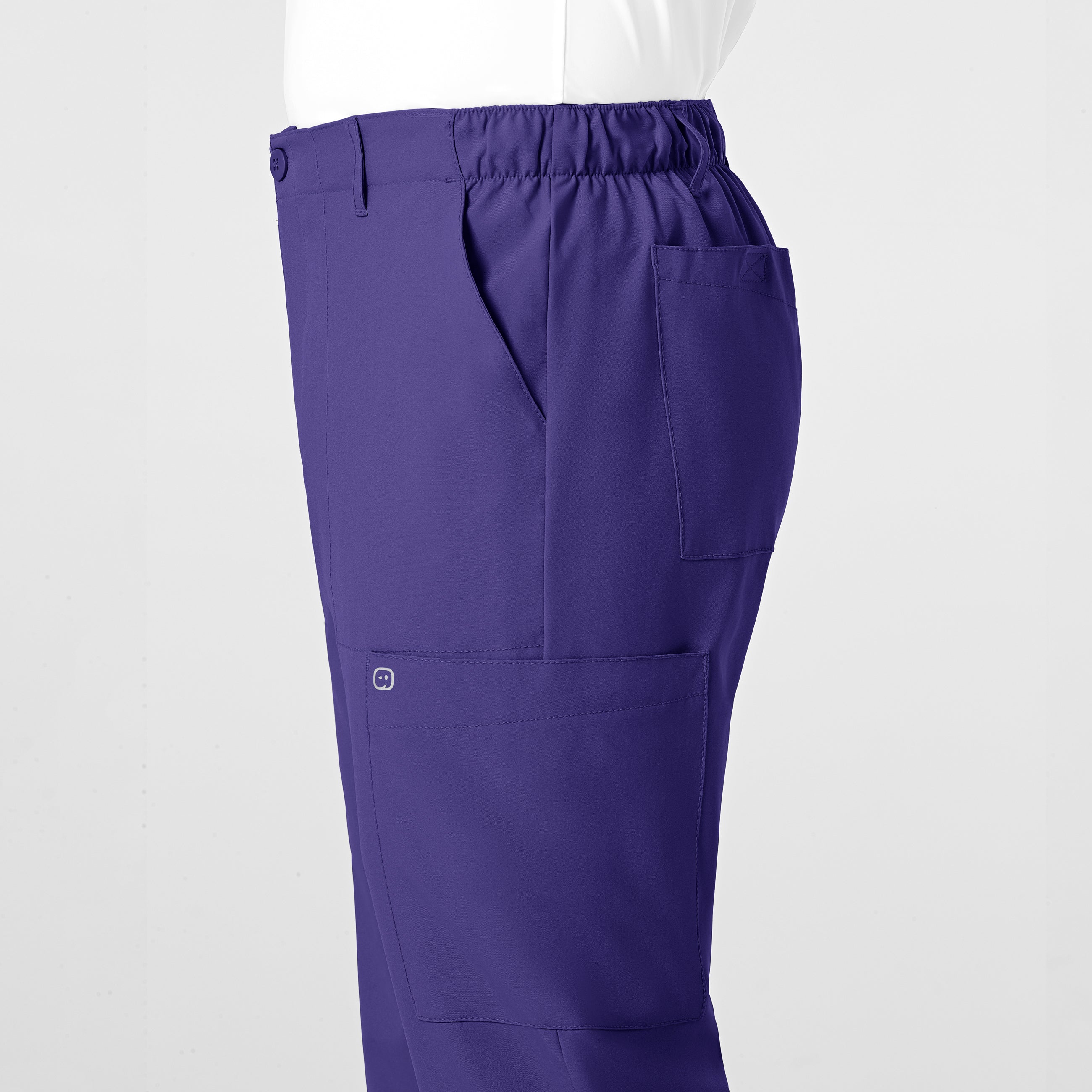 W123 5355 Men's Flat Front Cargo Scrub Pants Grape