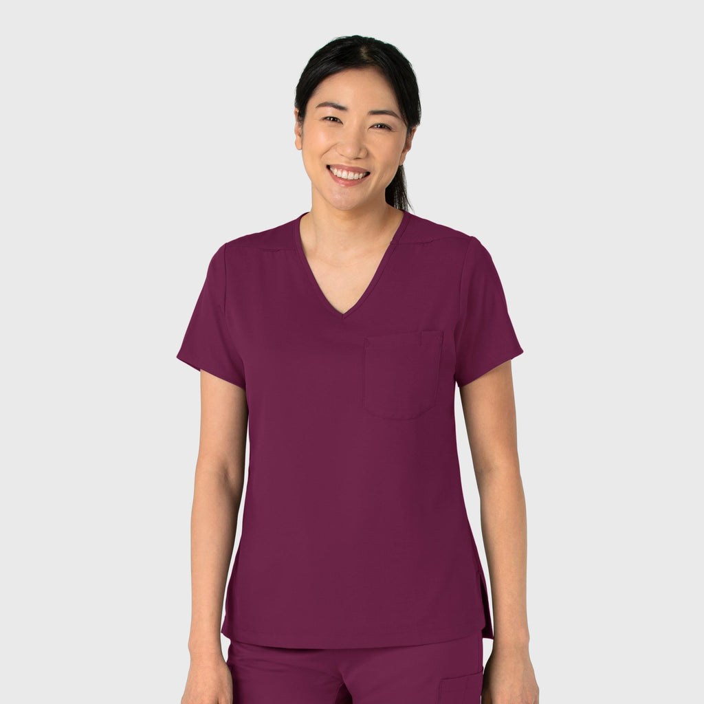 Boundless 6151 Tuck-In Scrub Top Wine