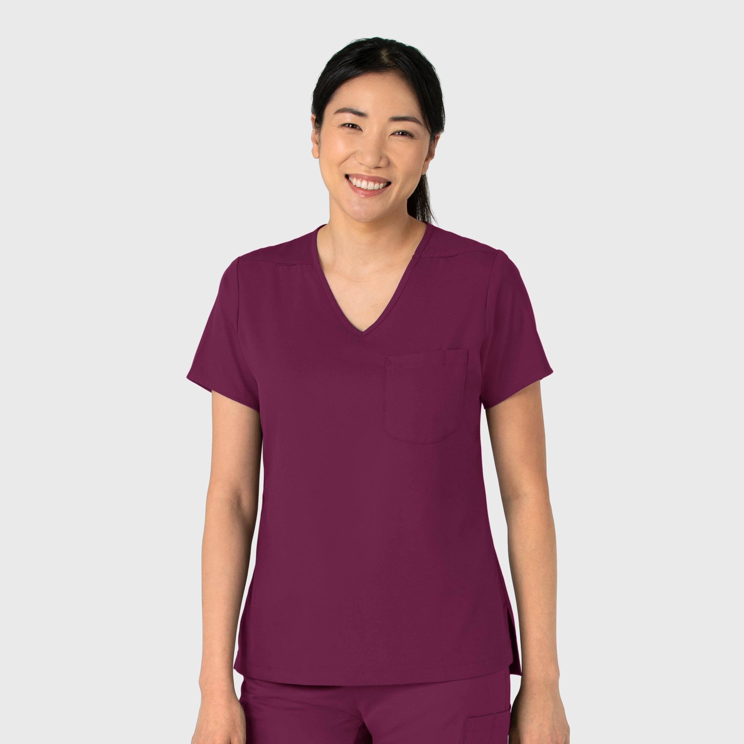 Boundless 6151 Tuck-In Scrub Top Wine