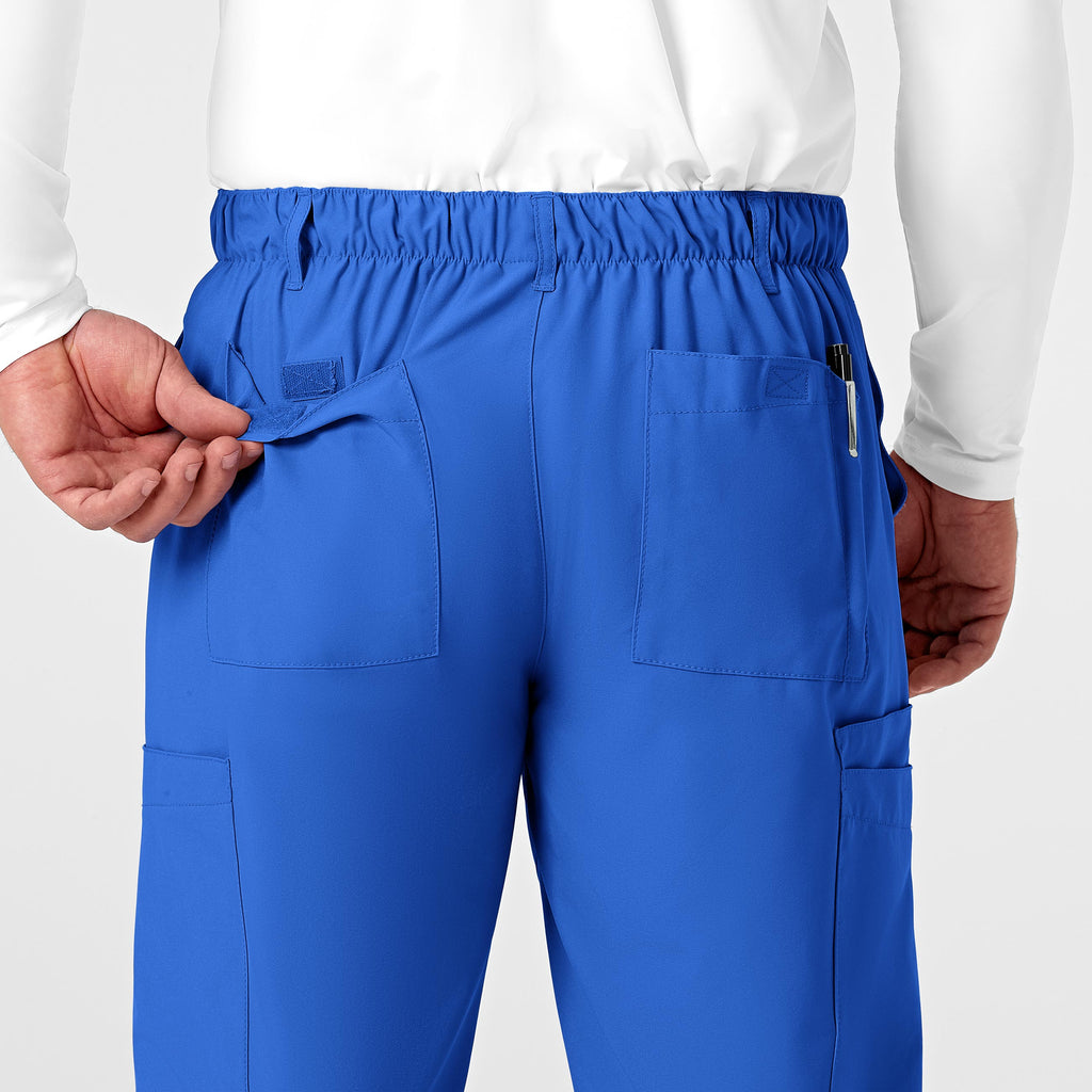 W123 5355 Men's Flat Front Cargo Scrub Pants Royal