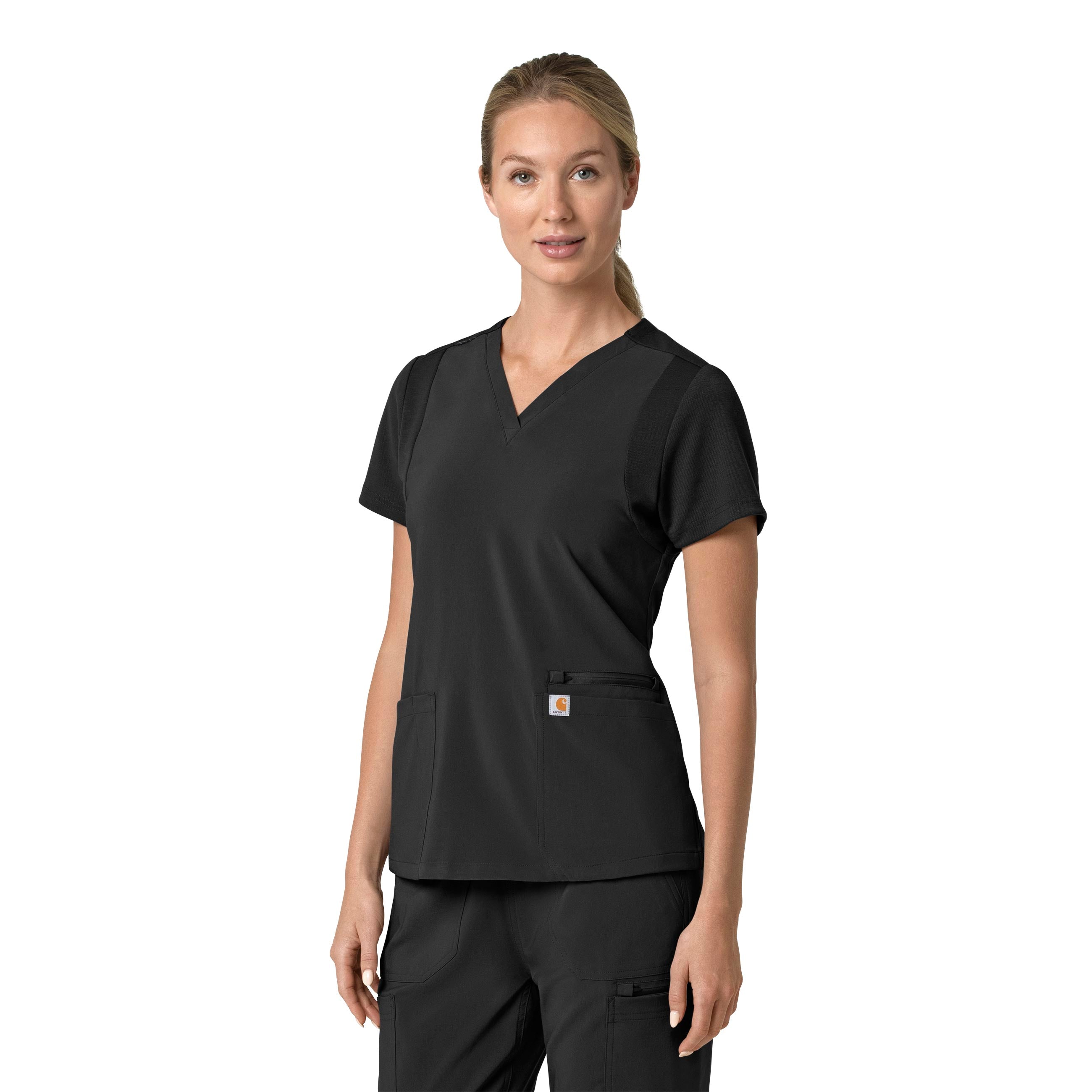Force Cross-Flex C13210 Flex Panel V-Neck Scrub Top Black