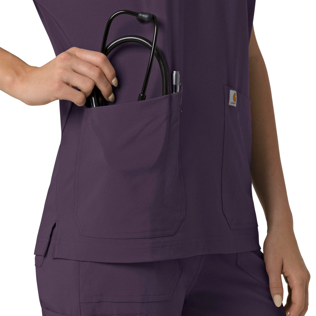 Force Cross-Flex C13110 Oversized V-Neck Scrub Top Black Plum