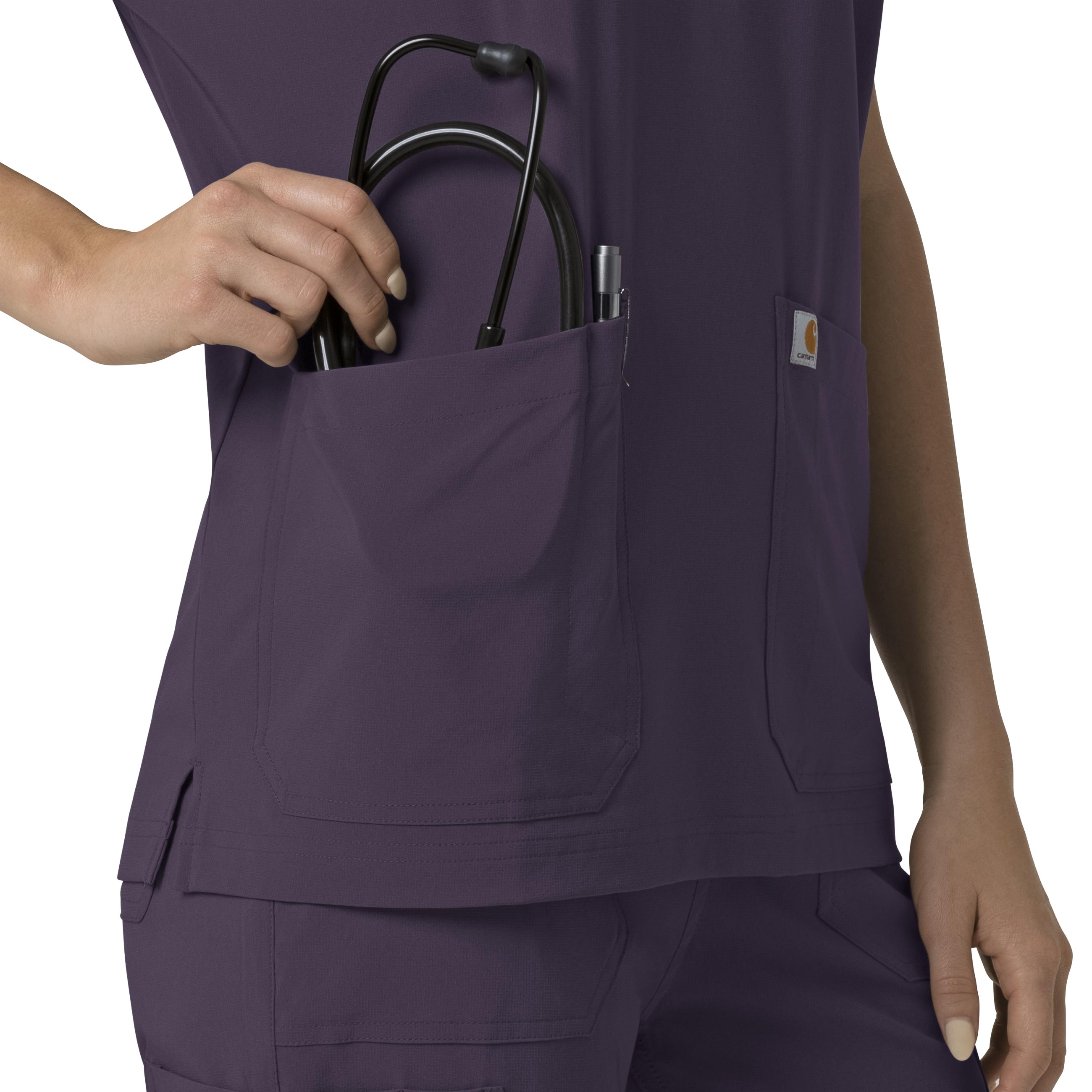 Force Cross-Flex C13110 Oversized V-Neck Scrub Top Black Plum
