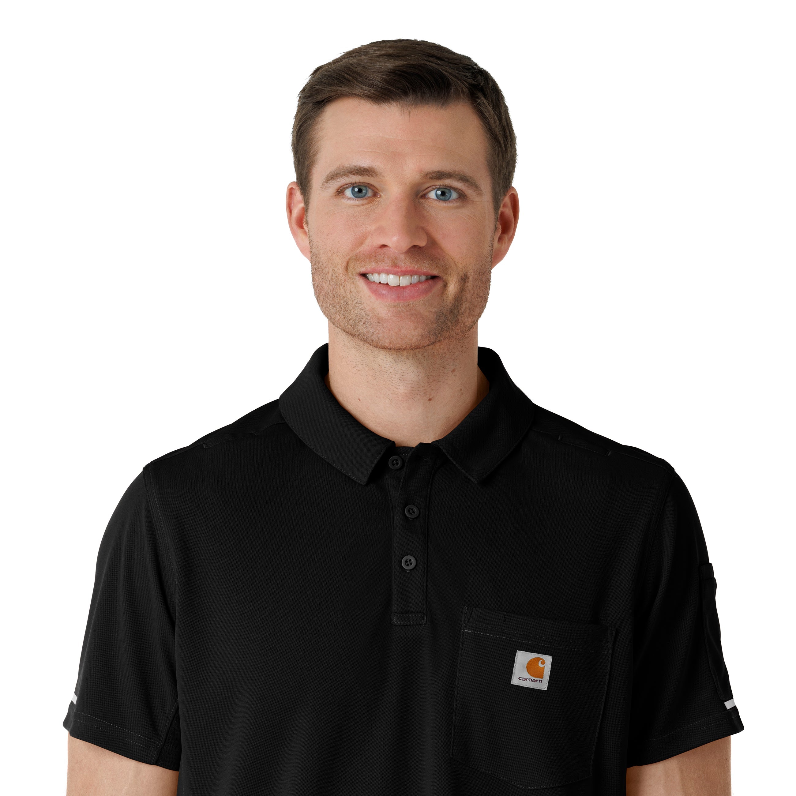 Rugged Flex C16119 Men's Lightweight Short Sleeve Polo Scrub Top Black