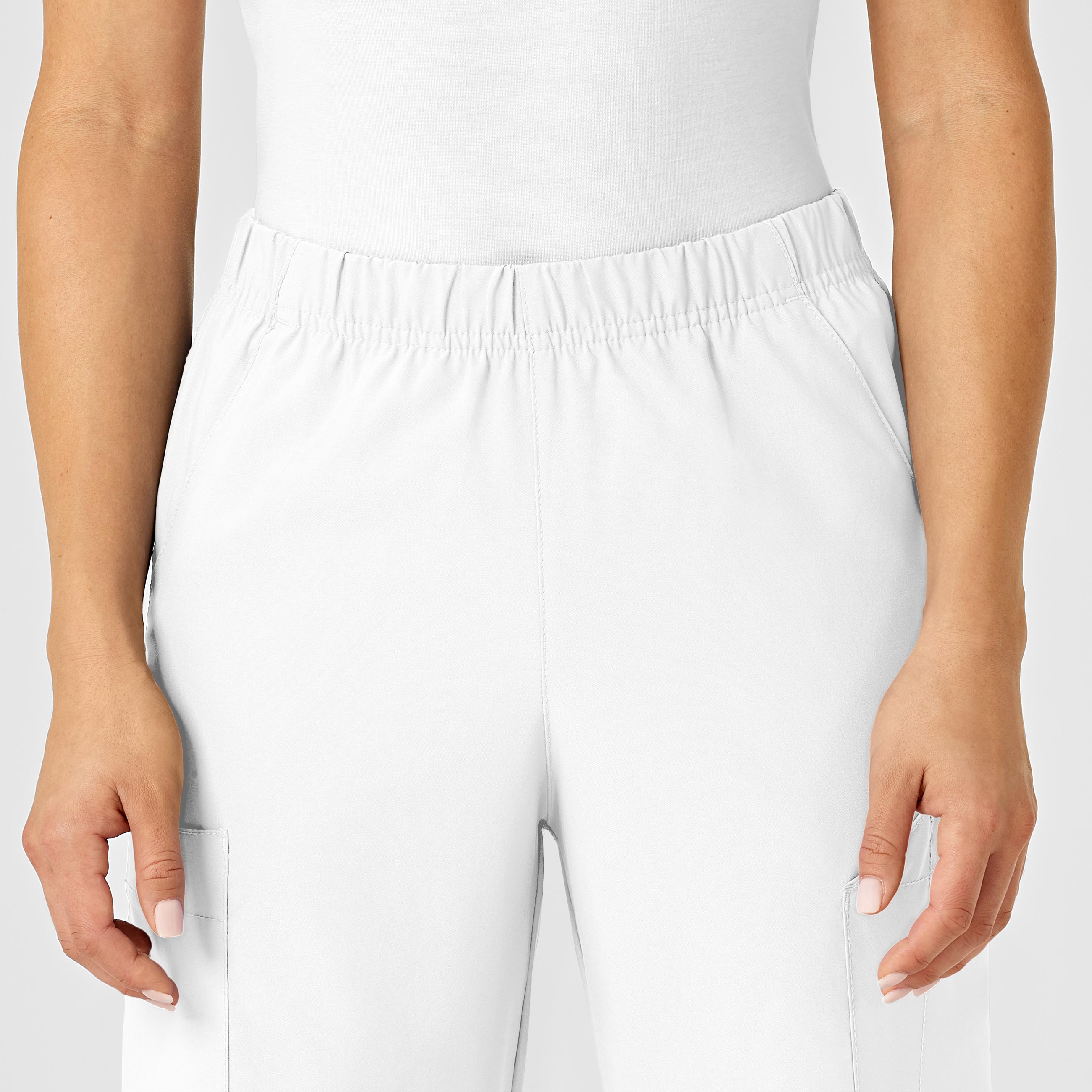 W123 5855 Unisex Multi-Cargo Scrub Pants White