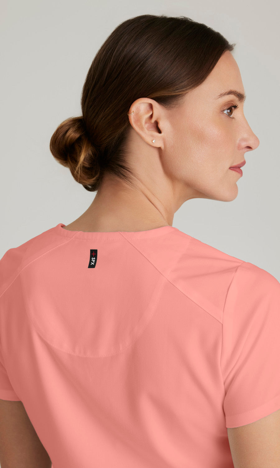 Grey's Anatomy Stretch GRST011 Emma Scrub Top Bright Papaya