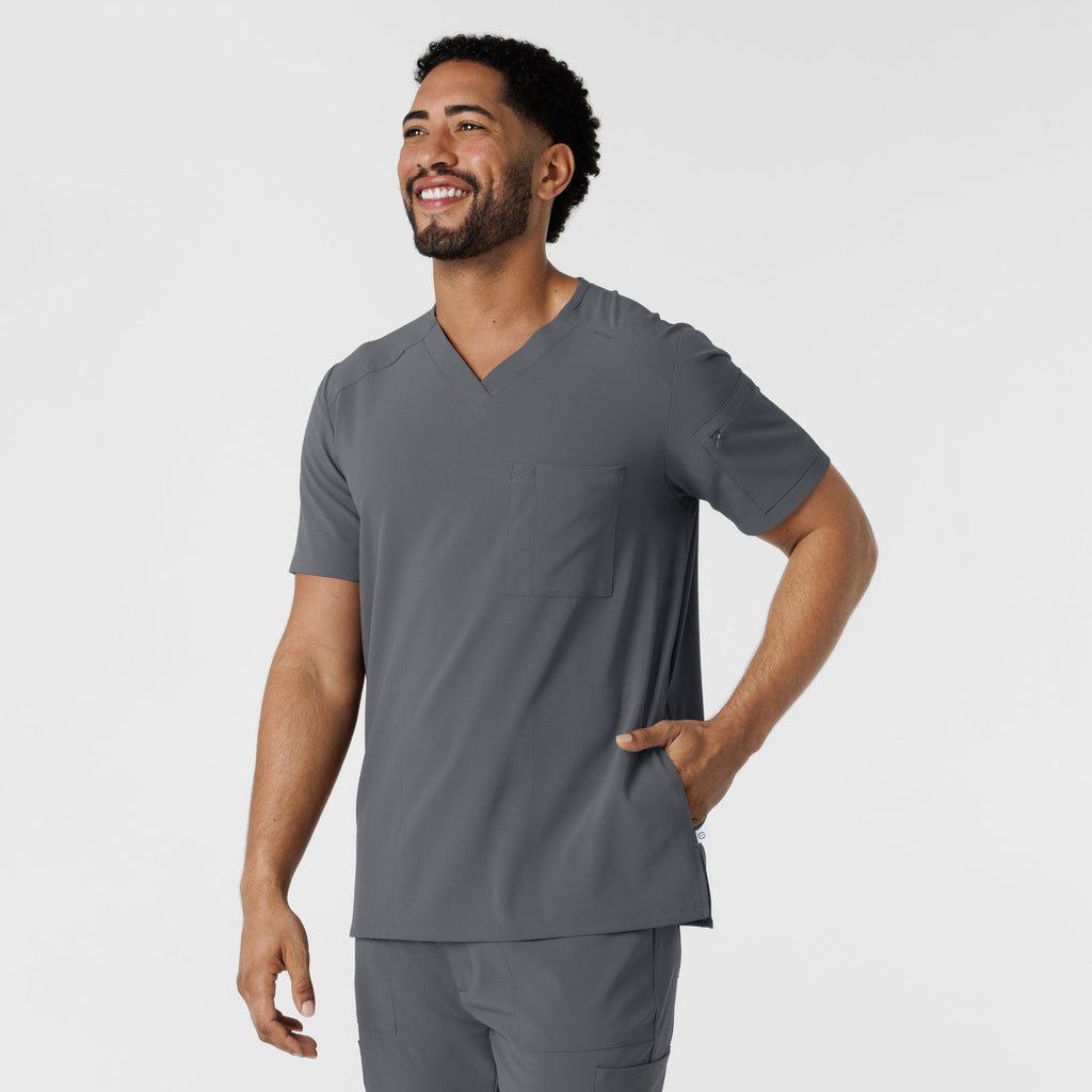 RENEW 6834 Men's V-Neck 5 Pocket Scrub Top Pewter