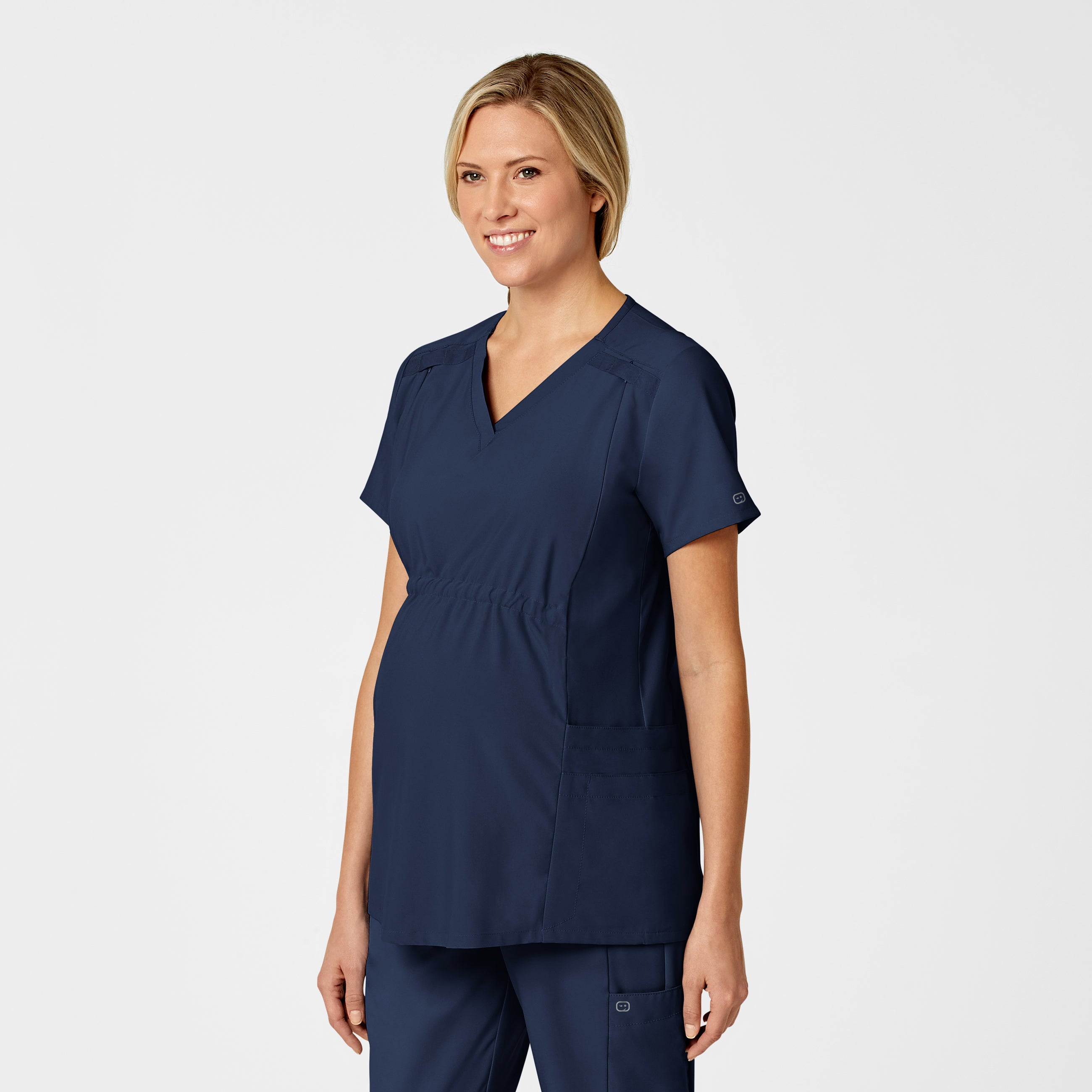 W123 4555 Maternity V-Neck Scrub Top Navy