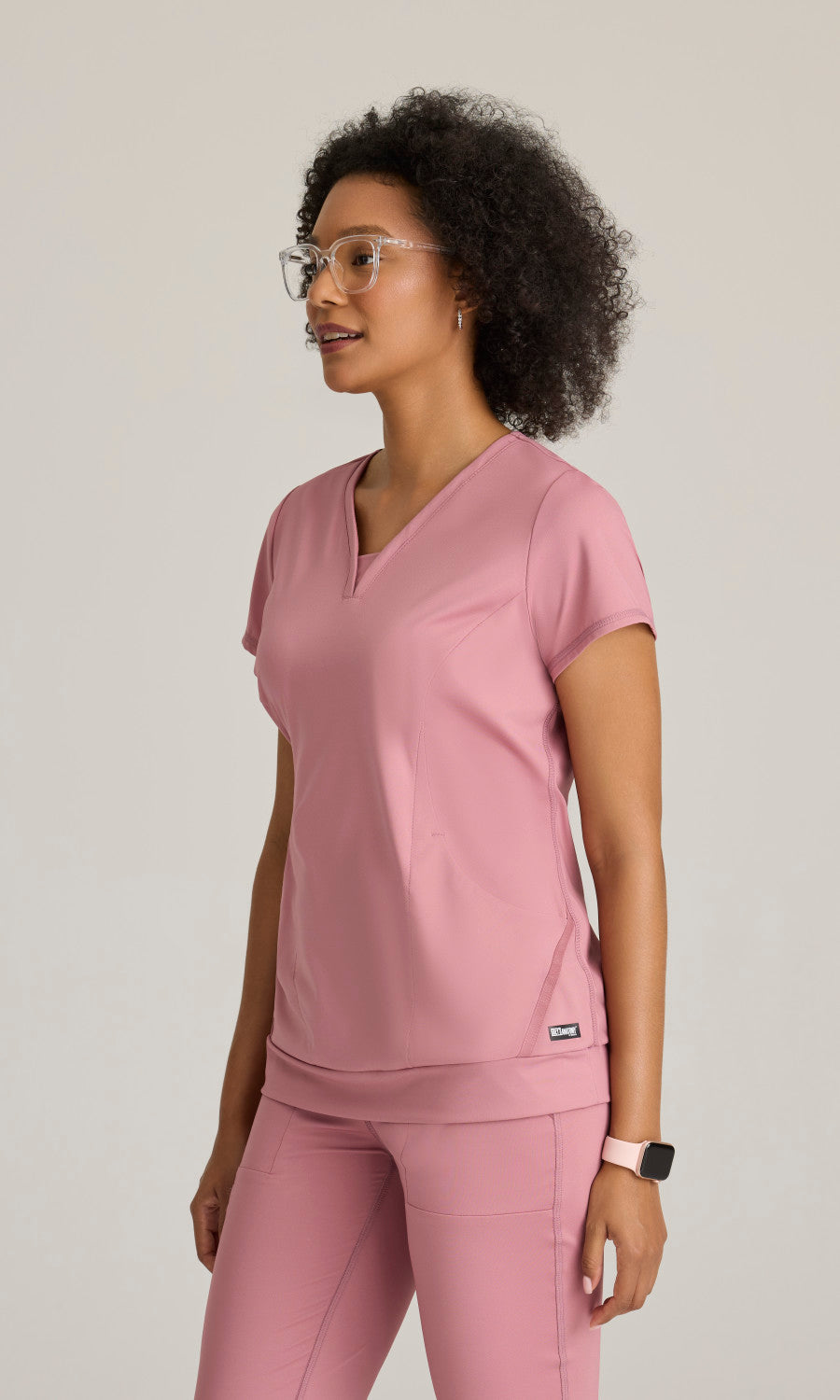 Grey's Anatomy Knits GRST250 Motivate Knit Scrub Top Canyon Pink